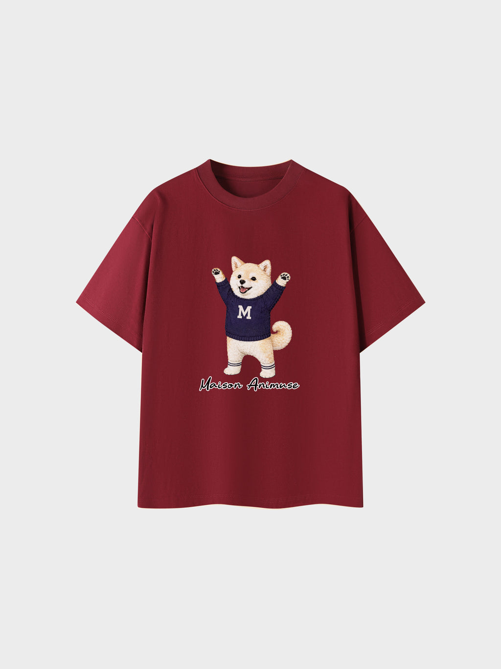 Unisex Cotton T-Shirt - Cream Shiba Inu Illustration