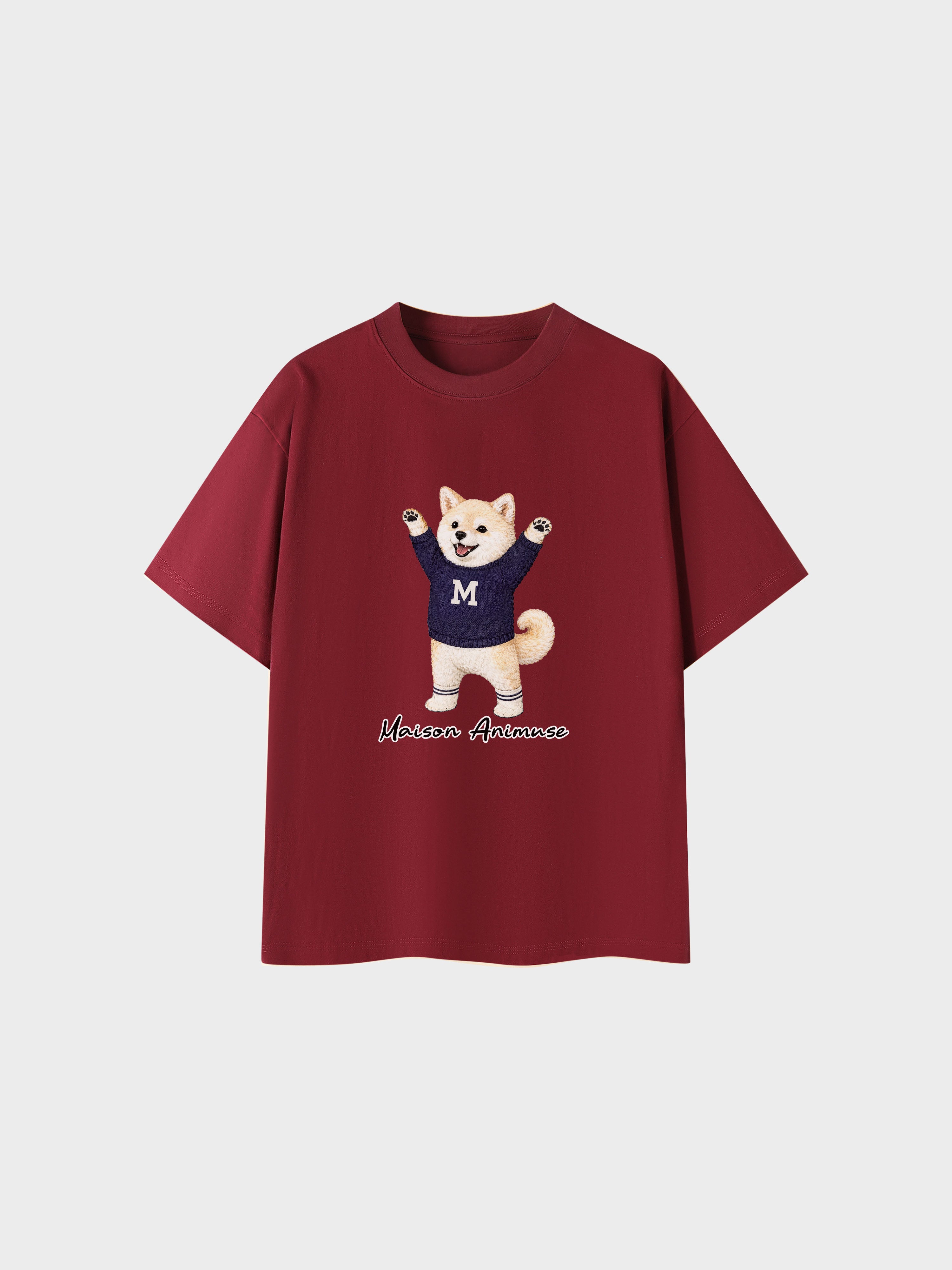 Unisex Cotton T-Shirt - Cream Shiba Inu Illustration