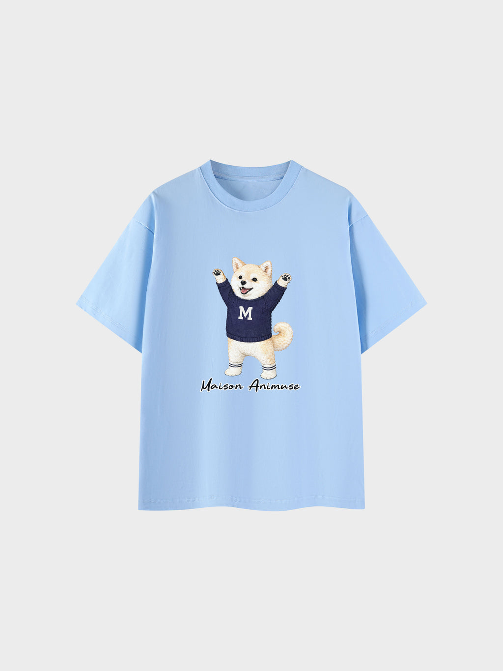Unisex Cotton T-Shirt - Cream Shiba Inu Illustration