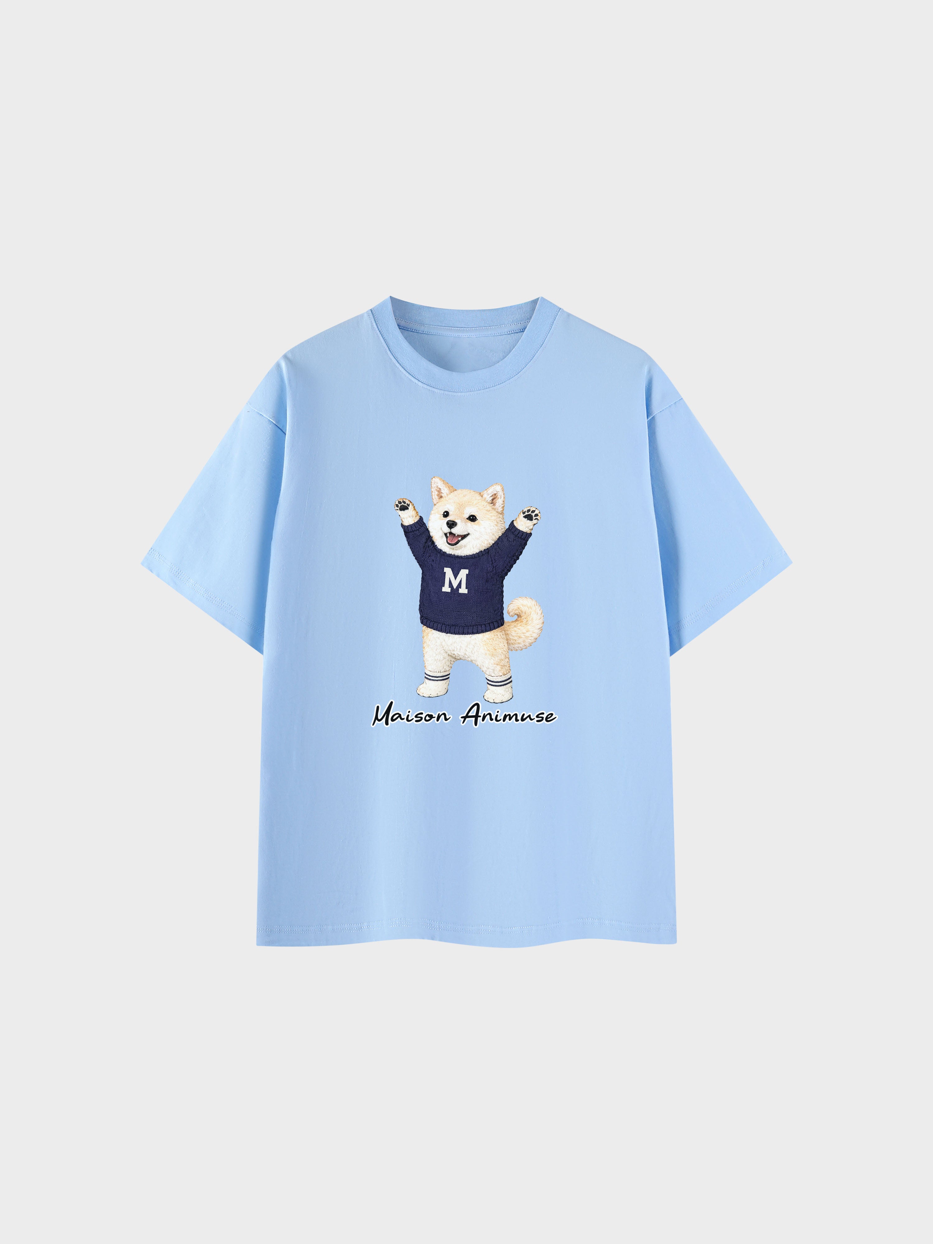 Unisex Cotton T-Shirt - Cream Shiba Inu Illustration