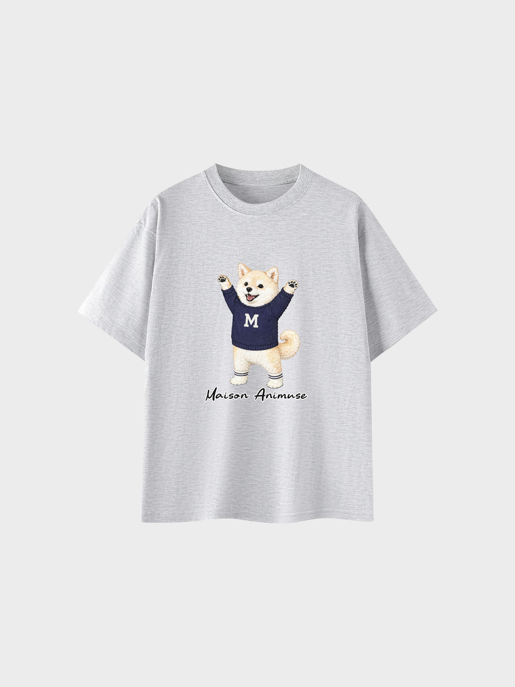 Unisex Cotton T-Shirt - Cream Shiba Inu Illustration