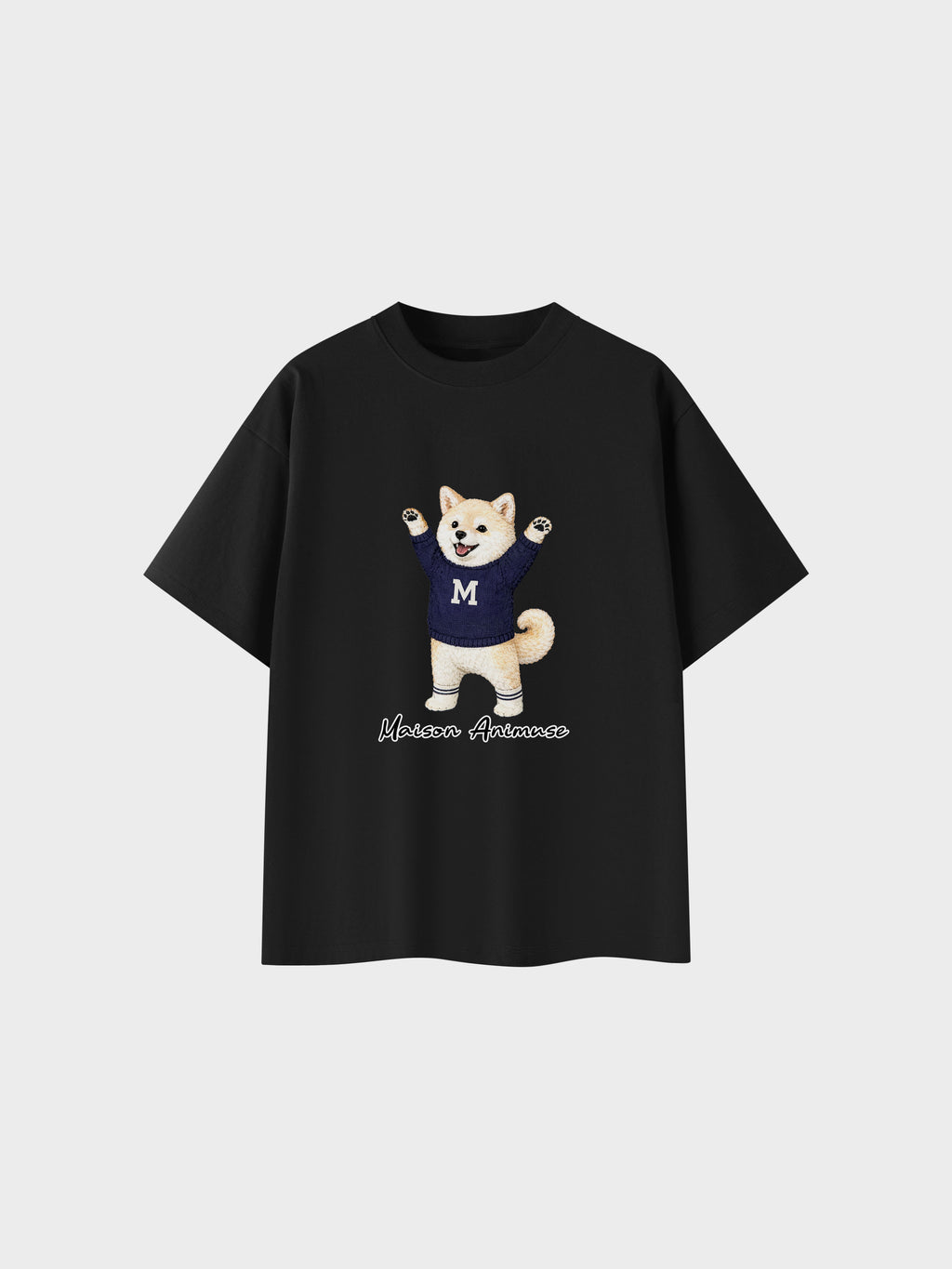Unisex Cotton T-Shirt - Cream Shiba Inu Illustration