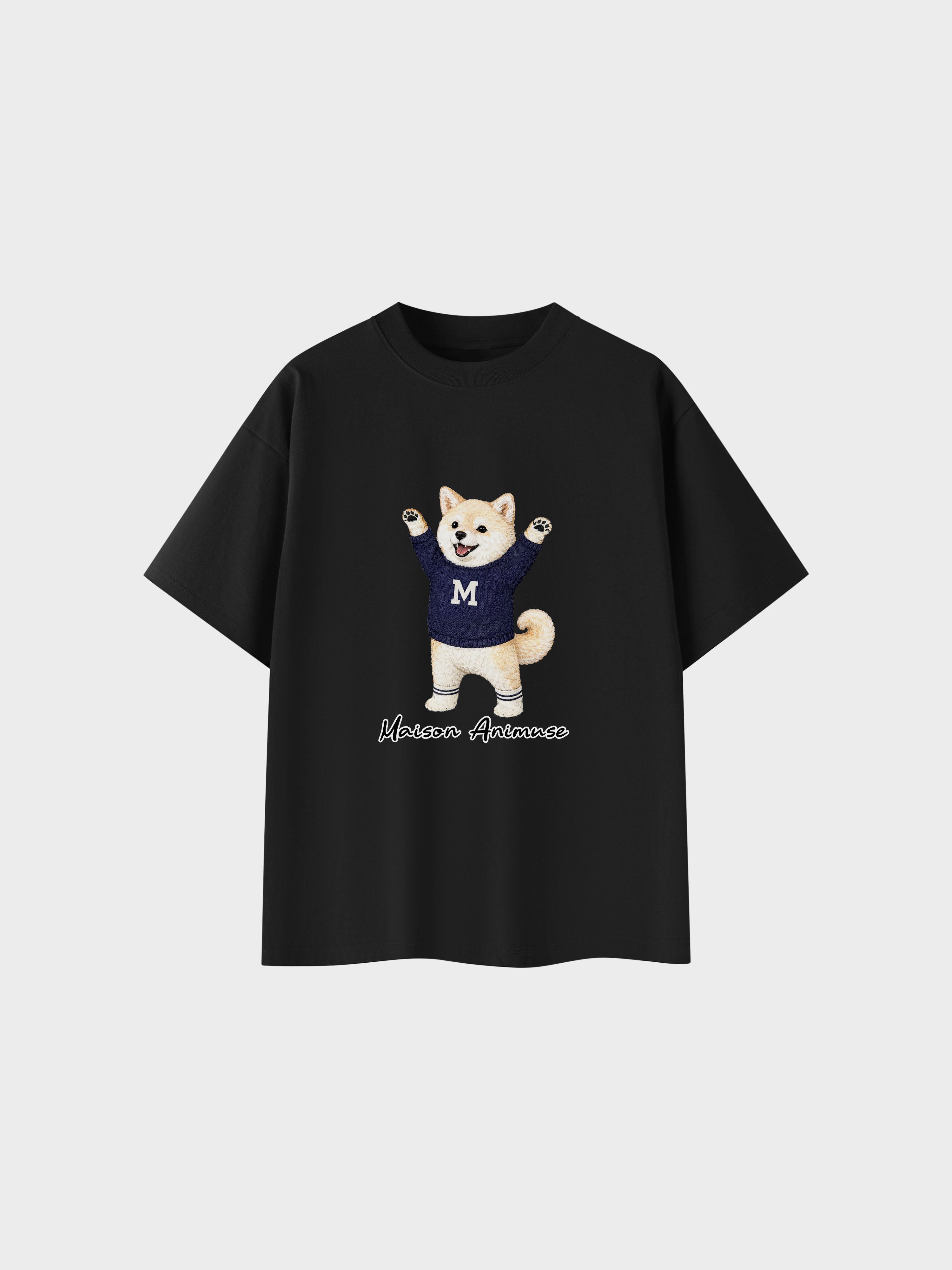 Unisex Cotton T-Shirt - Cream Shiba Inu Illustration