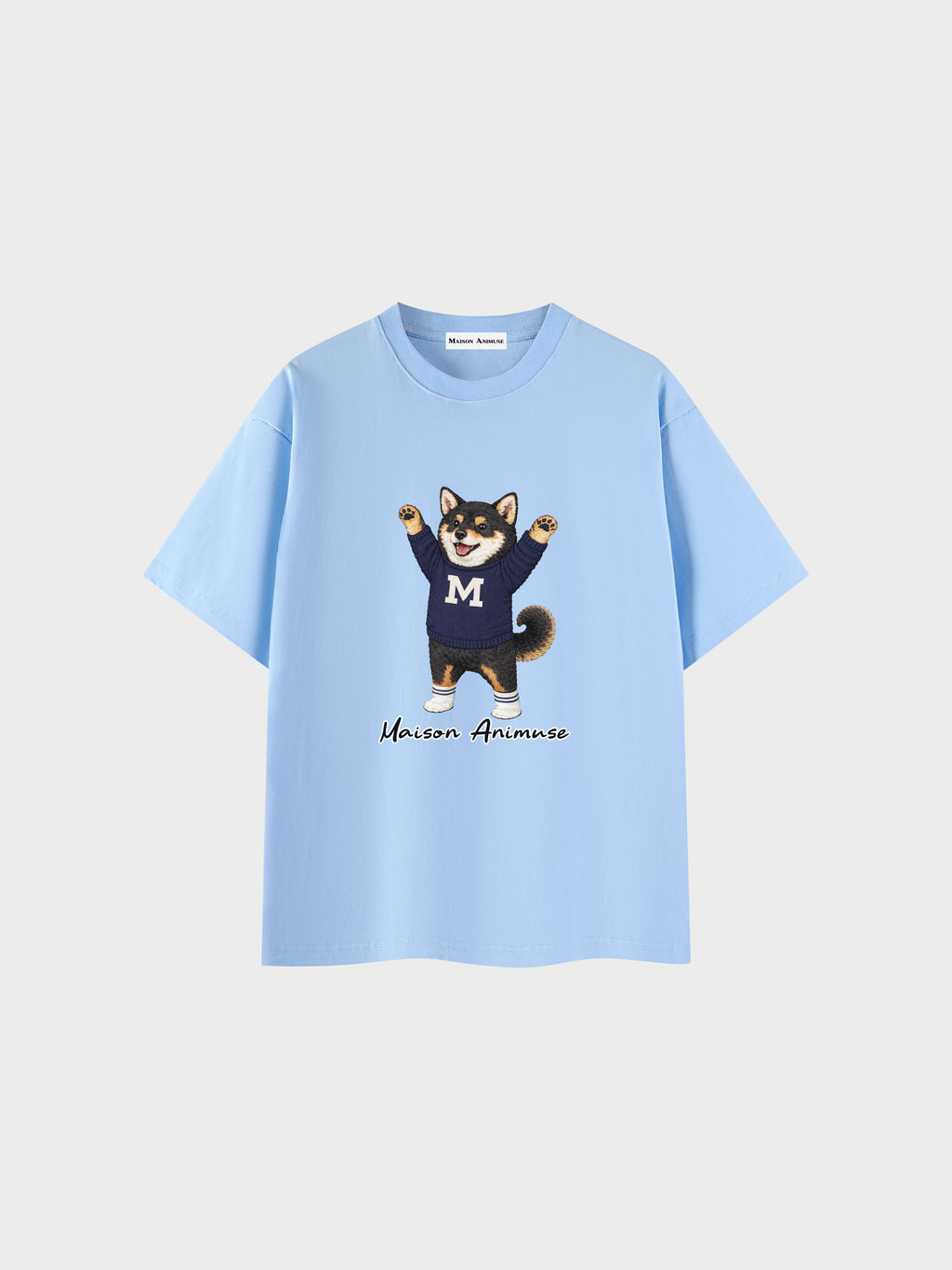 Unisex Cotton T-Shirt - Black & Tan Shiba Inu Illustration