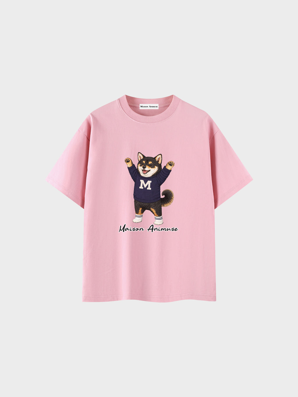 Unisex Cotton T-Shirt - Black & Tan Shiba Inu Illustration