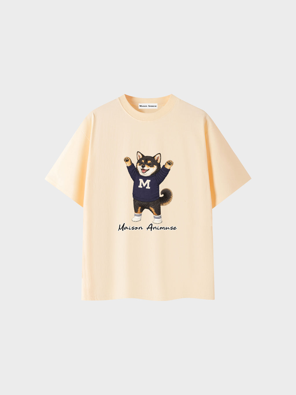 Unisex Cotton T-Shirt - Black & Tan Shiba Inu Illustration