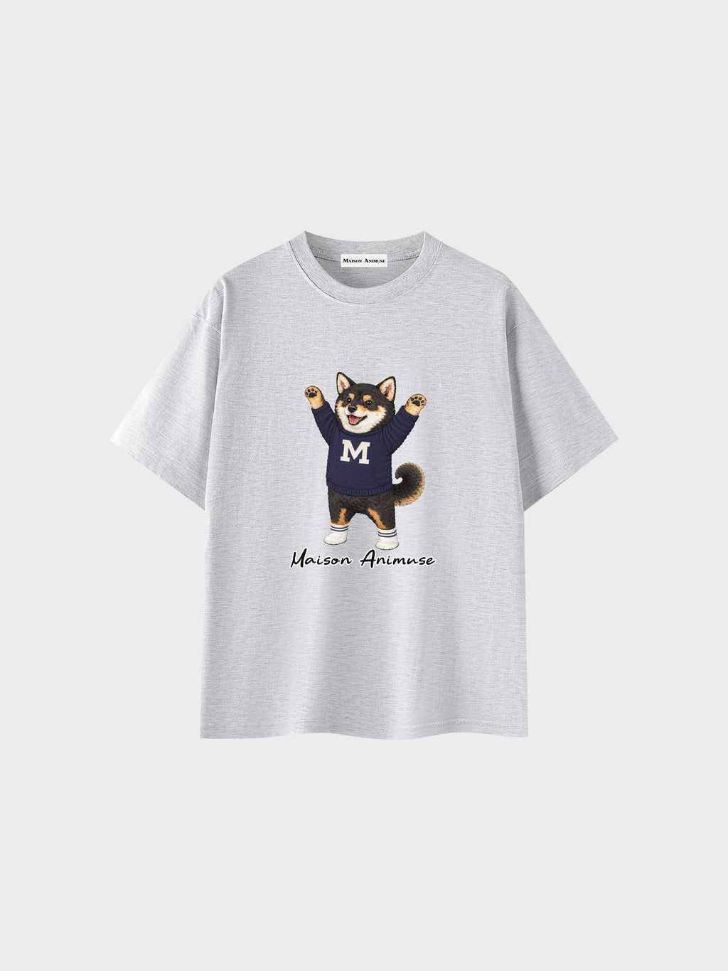 Unisex Cotton T-Shirt - Black & Tan Shiba Inu Illustration