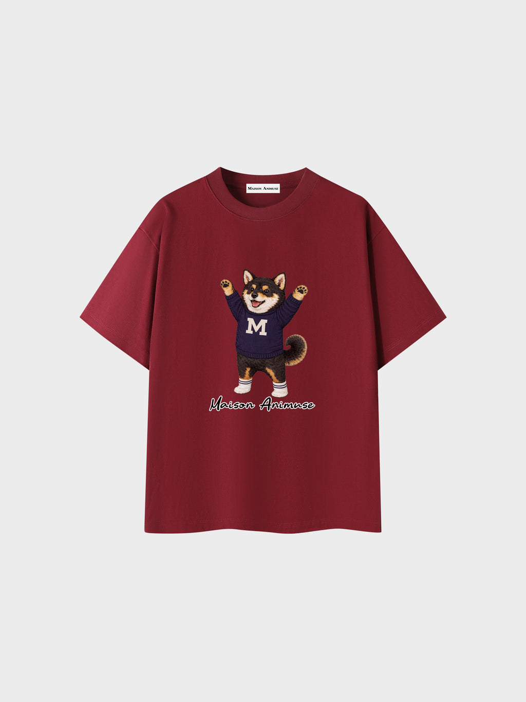 Unisex Cotton T-Shirt - Black & Tan Shiba Inu Illustration