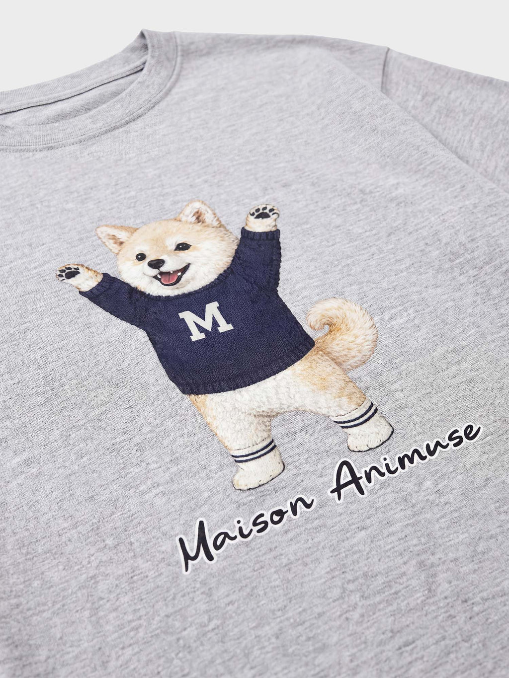 Unisex Cotton T-Shirt - Cream Shiba Inu Illustration