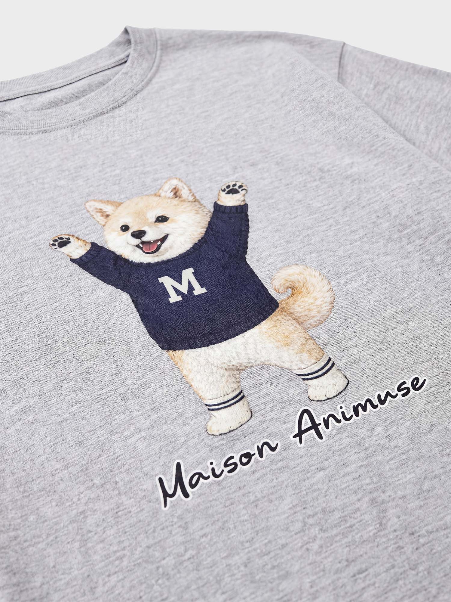 Unisex Cotton T-Shirt - Cream Shiba Inu Illustration