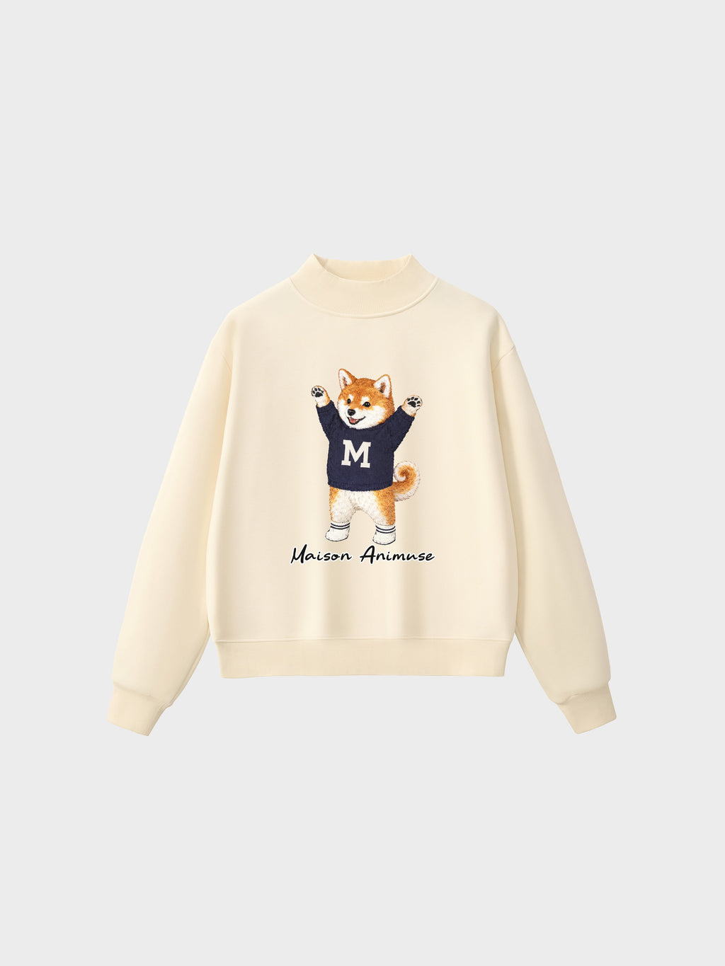 Fleece Mid-Neck Sweatshirt - Shiba Inu