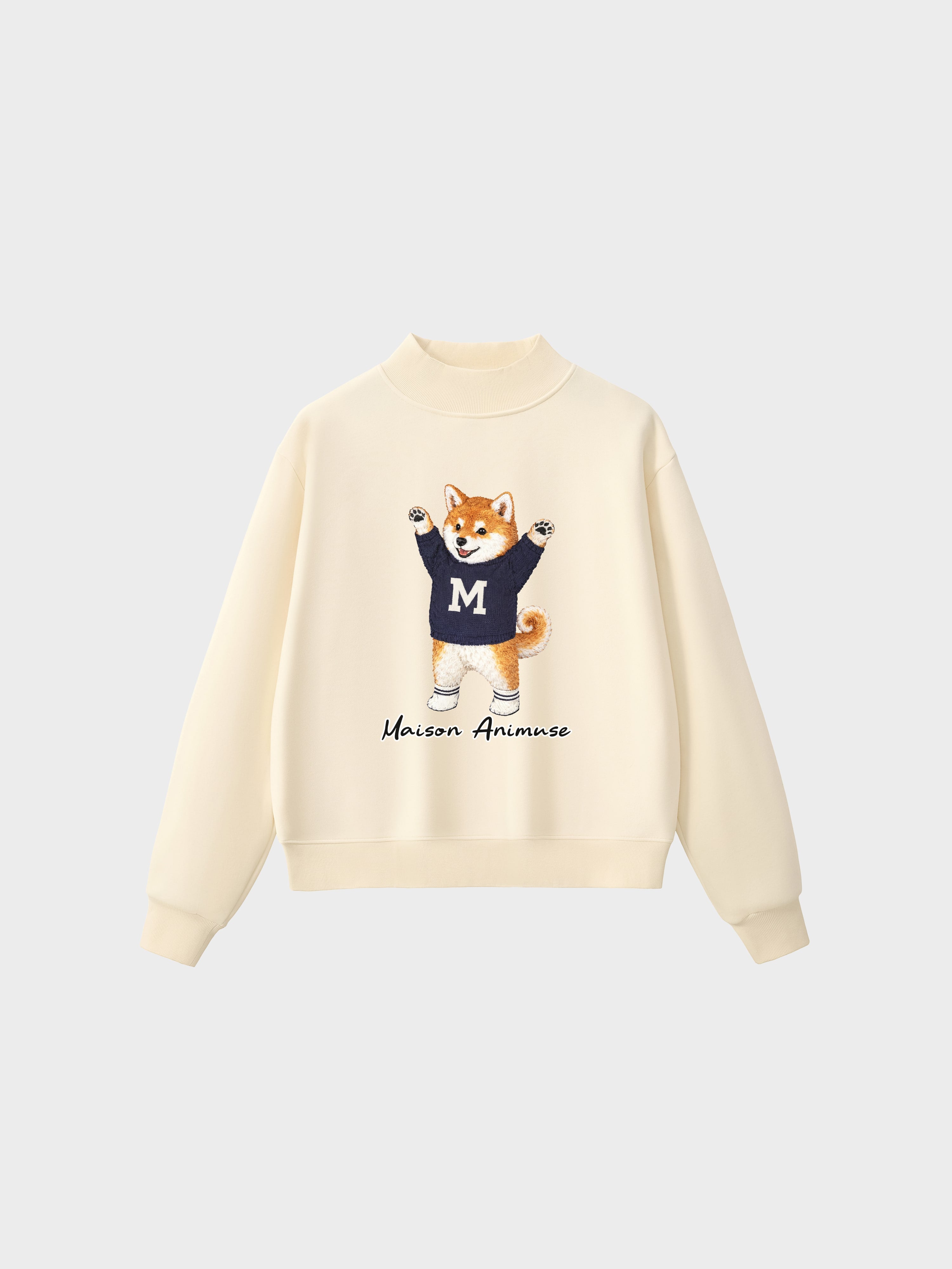 Fleece Mid-Neck Sweatshirt - Shiba Inu