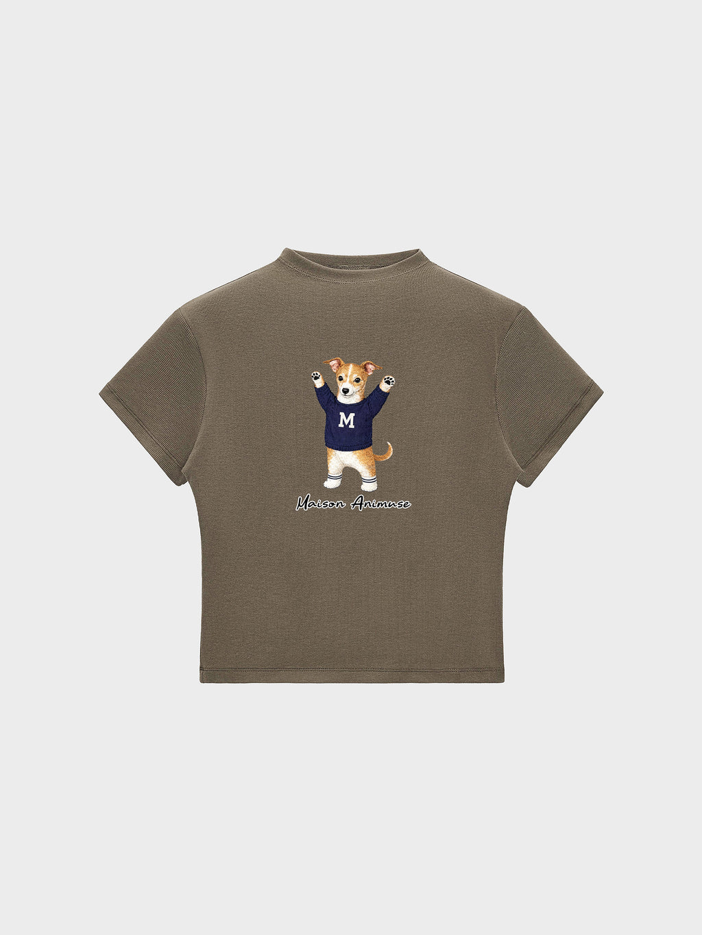 Womens Slim Fit Mid Neck T-Shirt - Sable and White Italian Greyhound