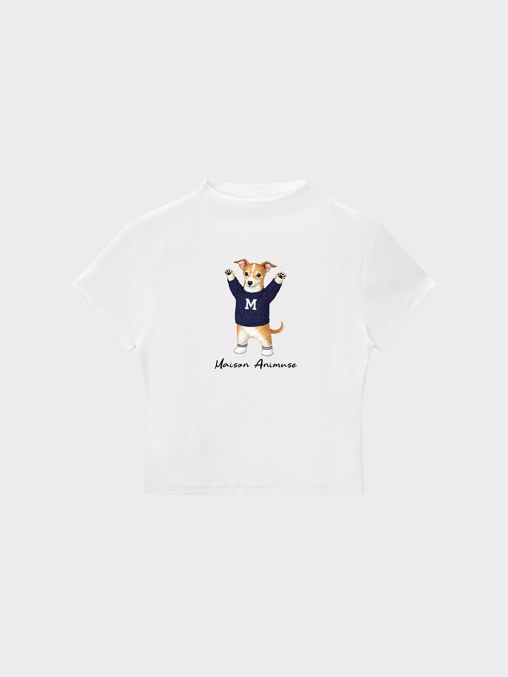 Womens Slim Fit Mid Neck T-Shirt - Sable and White Italian Greyhound