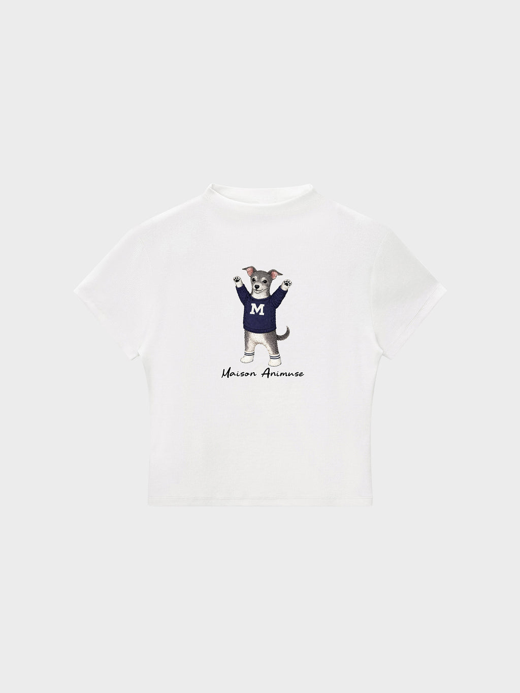 Womens Slim Fit Mid Neck T-Shirt - Blue and White Italian Greyhound
