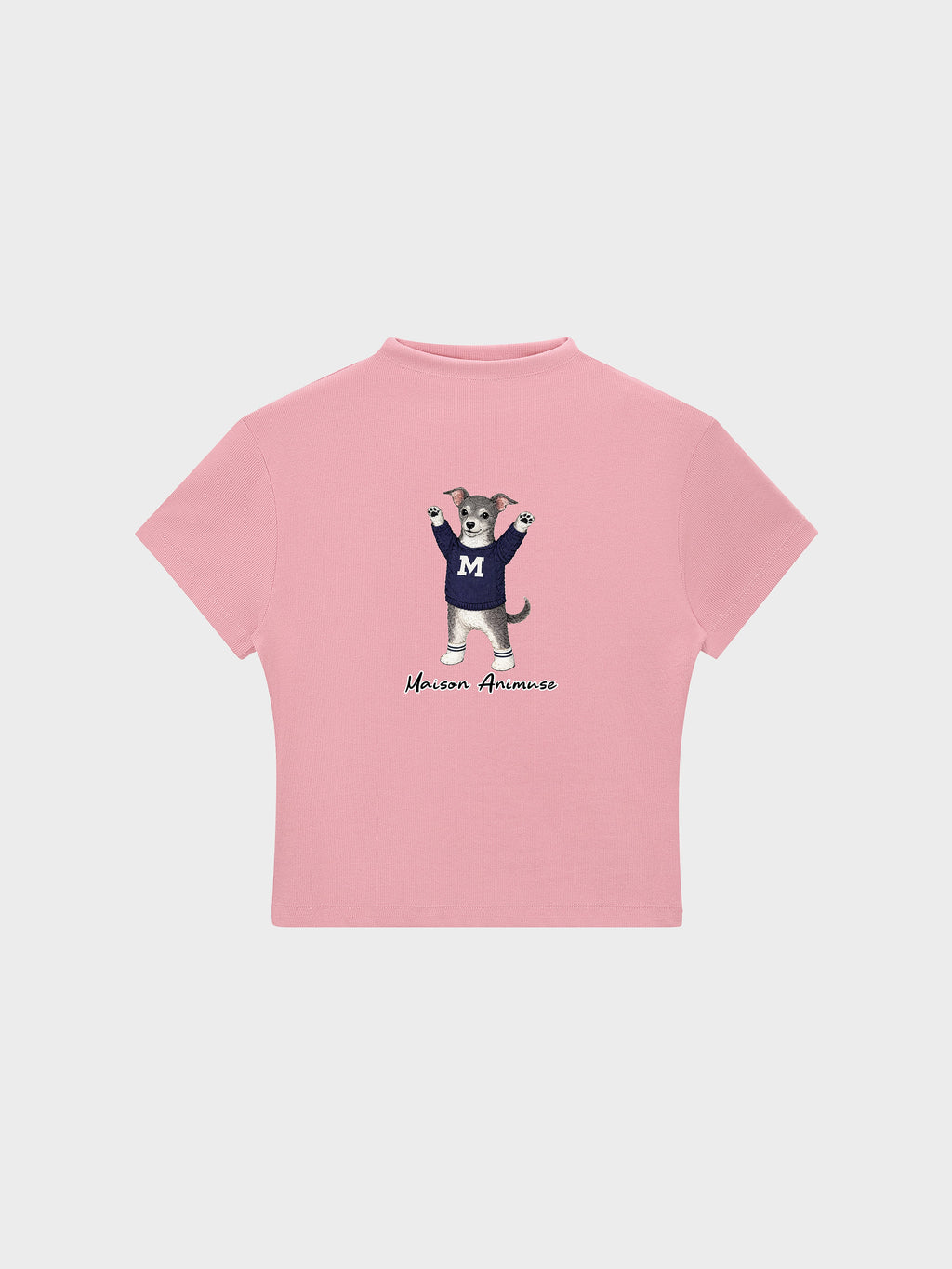 Womens Slim Fit Mid Neck T-Shirt - Blue and White Italian Greyhound