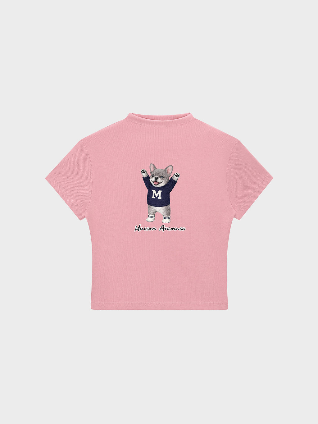 Womens Slim Fit Mid Neck T-Shirt - Blue French Bulldog