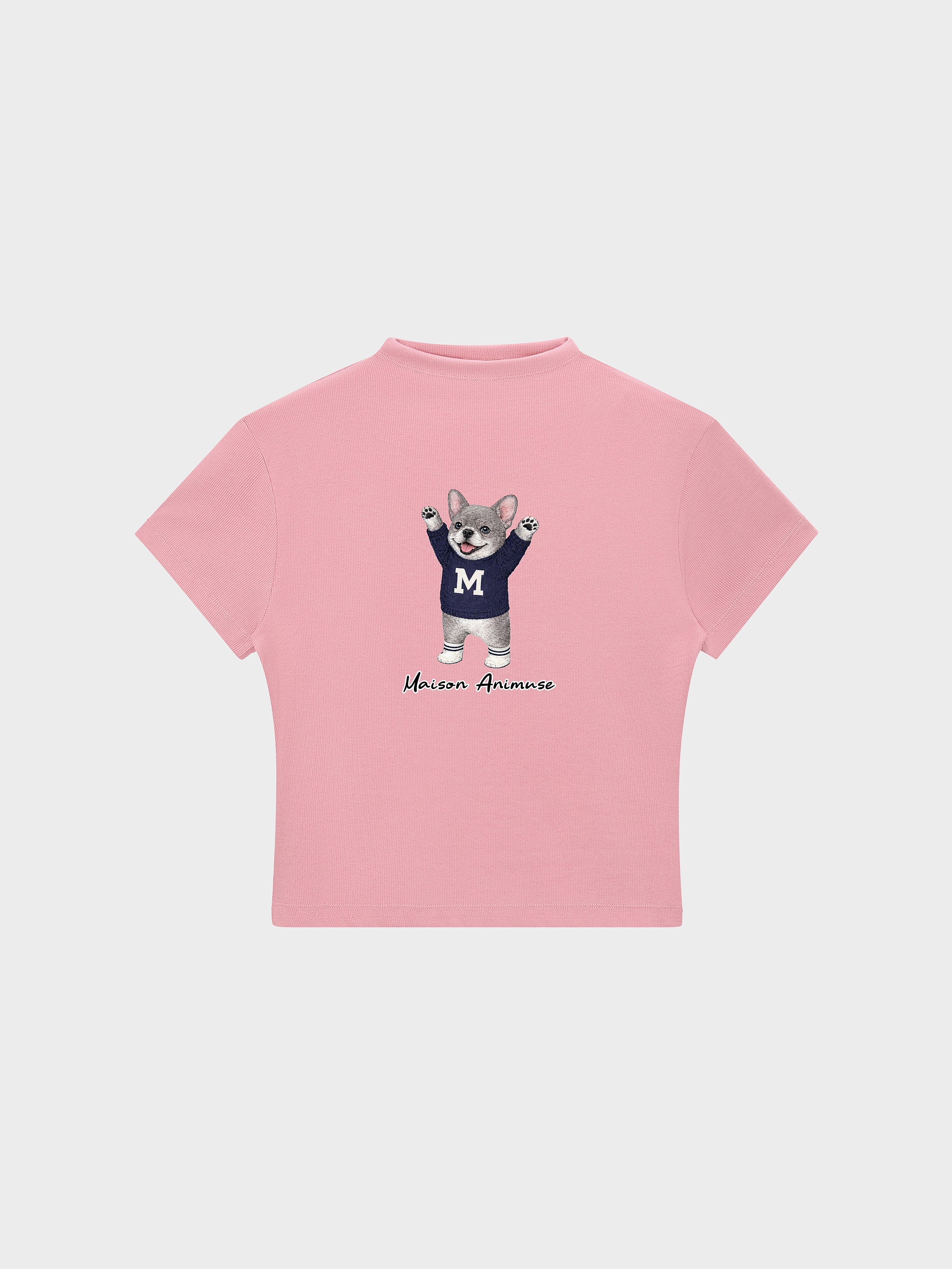 Womens Slim Fit Mid Neck T-Shirt - Blue French Bulldog