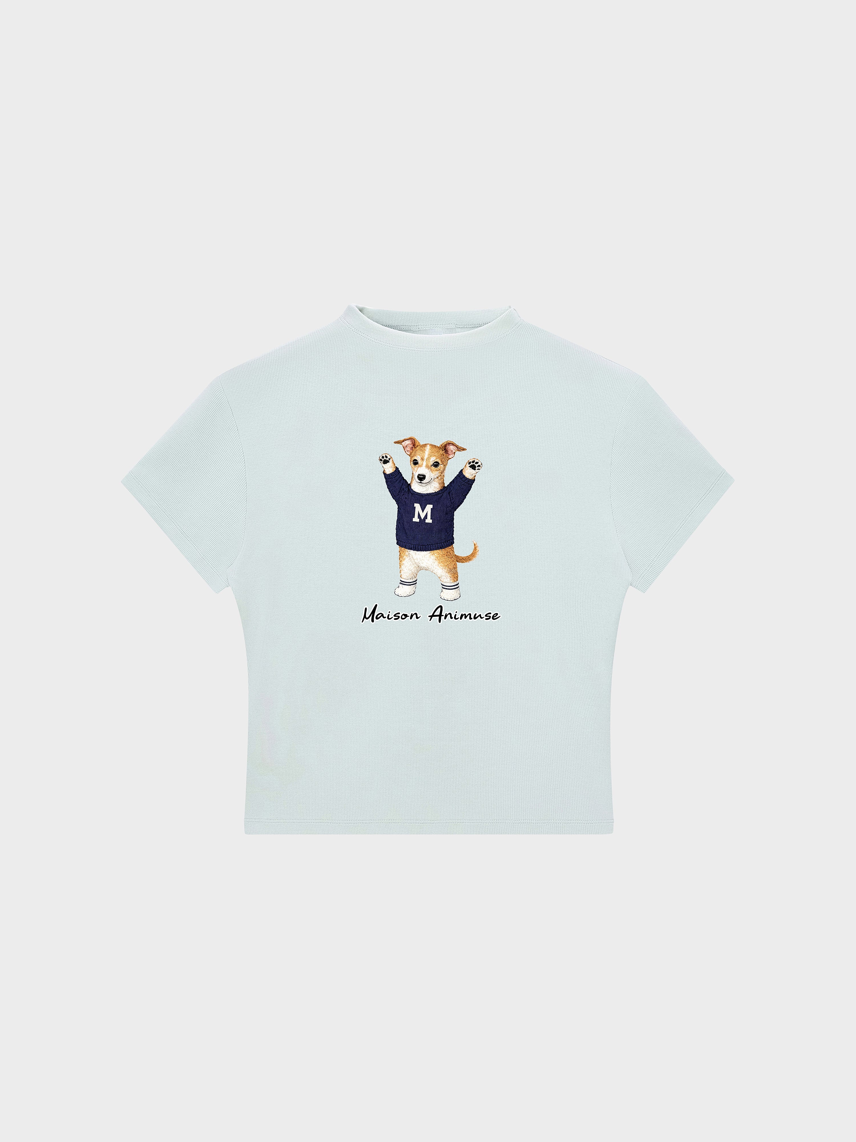 Womens Slim Fit Mid Neck T-Shirt - Sable and White Italian Greyhound