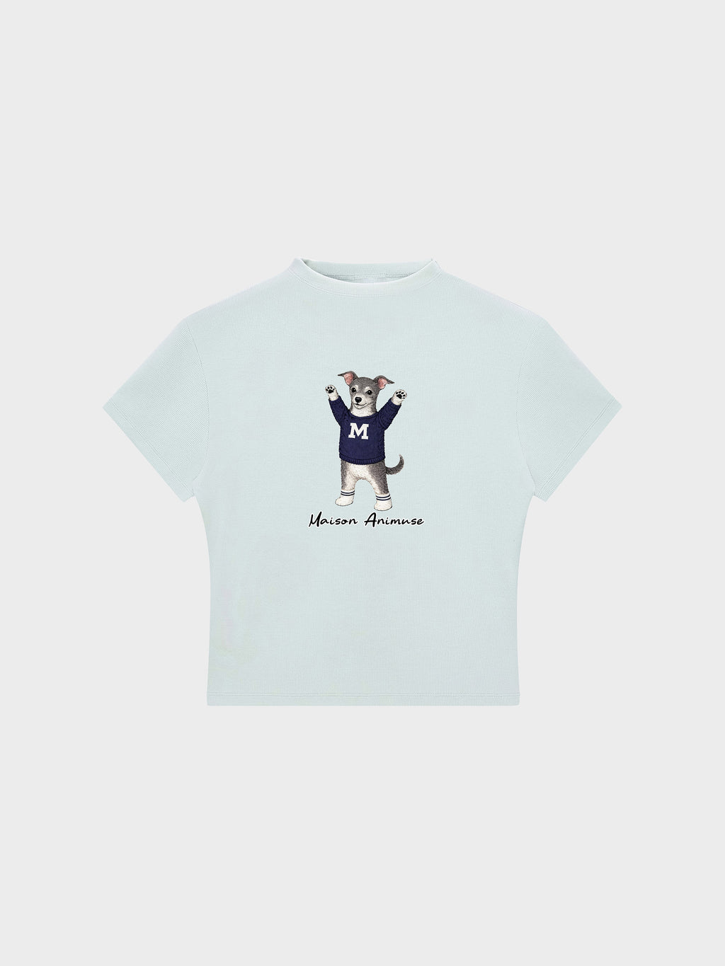 Womens Slim Fit Mid Neck T-Shirt - Blue and White Italian Greyhound