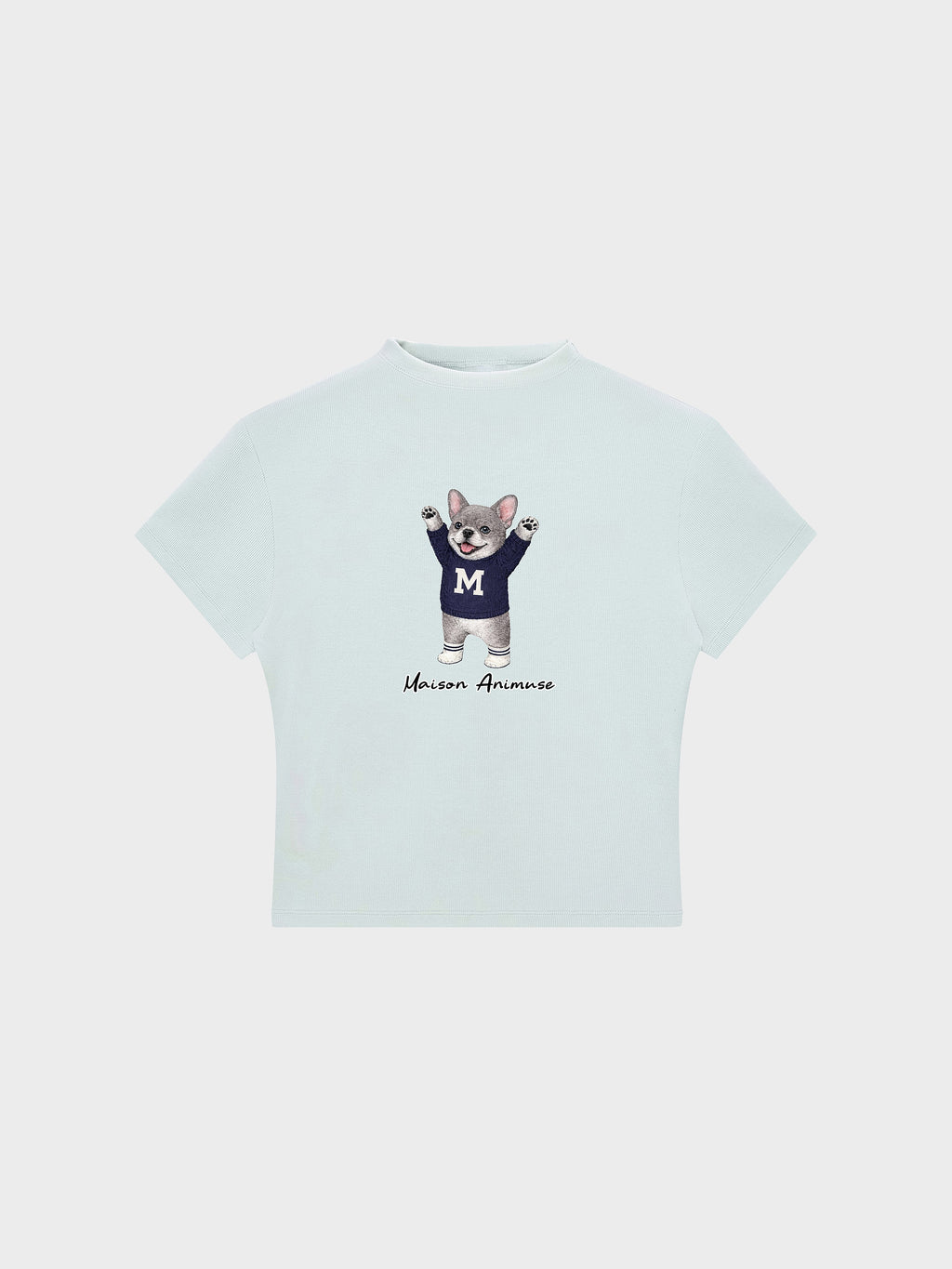 Womens Slim Fit Mid Neck T-Shirt - Blue French Bulldog