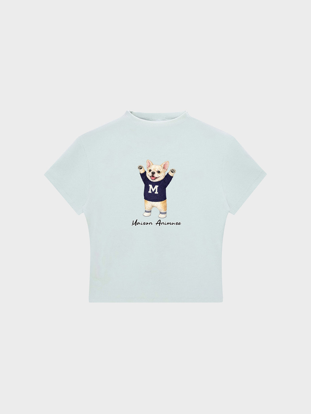 Womens Slim Fit Mid Neck T-Shirt - Cream French Bulldog