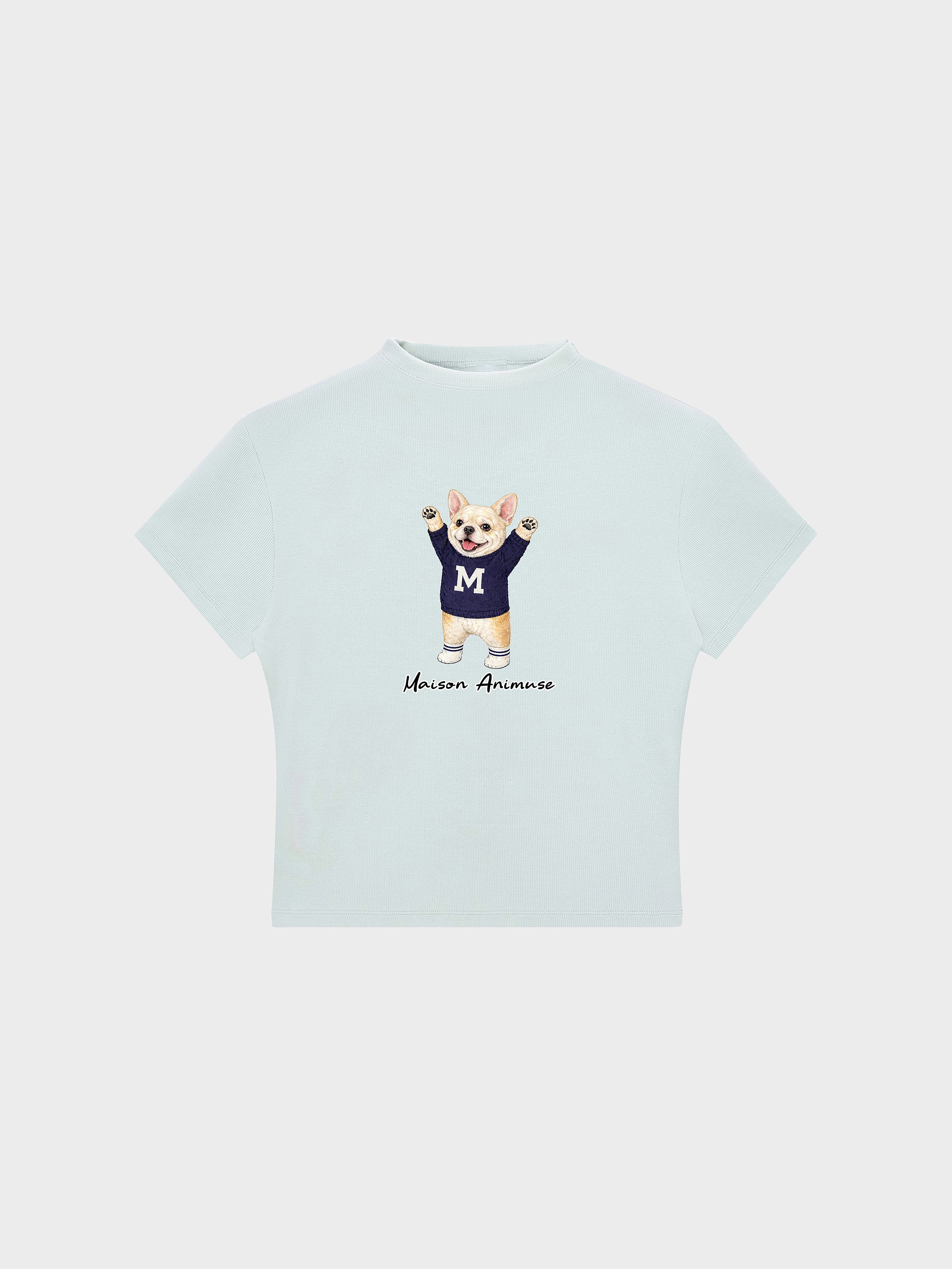 Womens Slim Fit Mid Neck T-Shirt - Cream French Bulldog