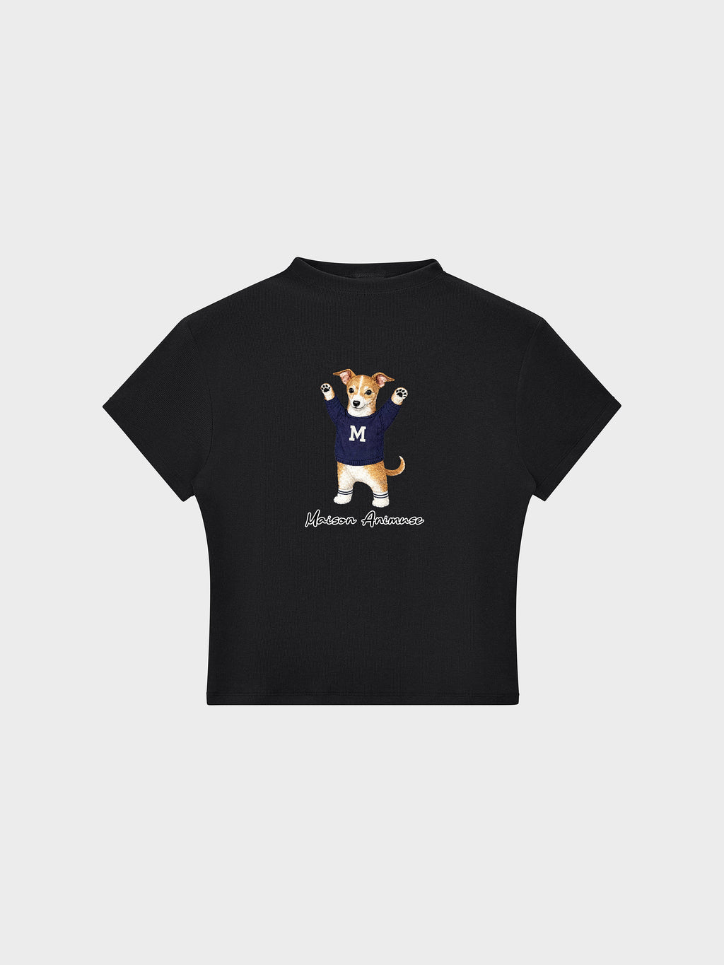 Womens Slim Fit Mid Neck T-Shirt - Sable and White Italian Greyhound