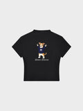 Womens Slim Fit Mid Neck T-Shirt - Sable and White Italian Greyhound