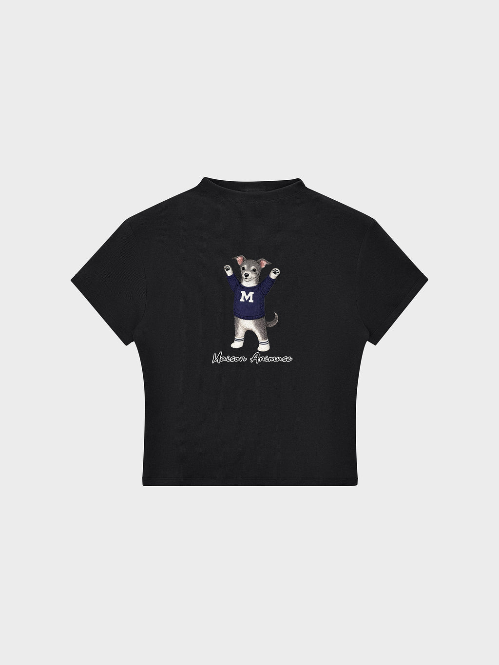 Womens Slim Fit Mid Neck T-Shirt - Blue and White Italian Greyhound