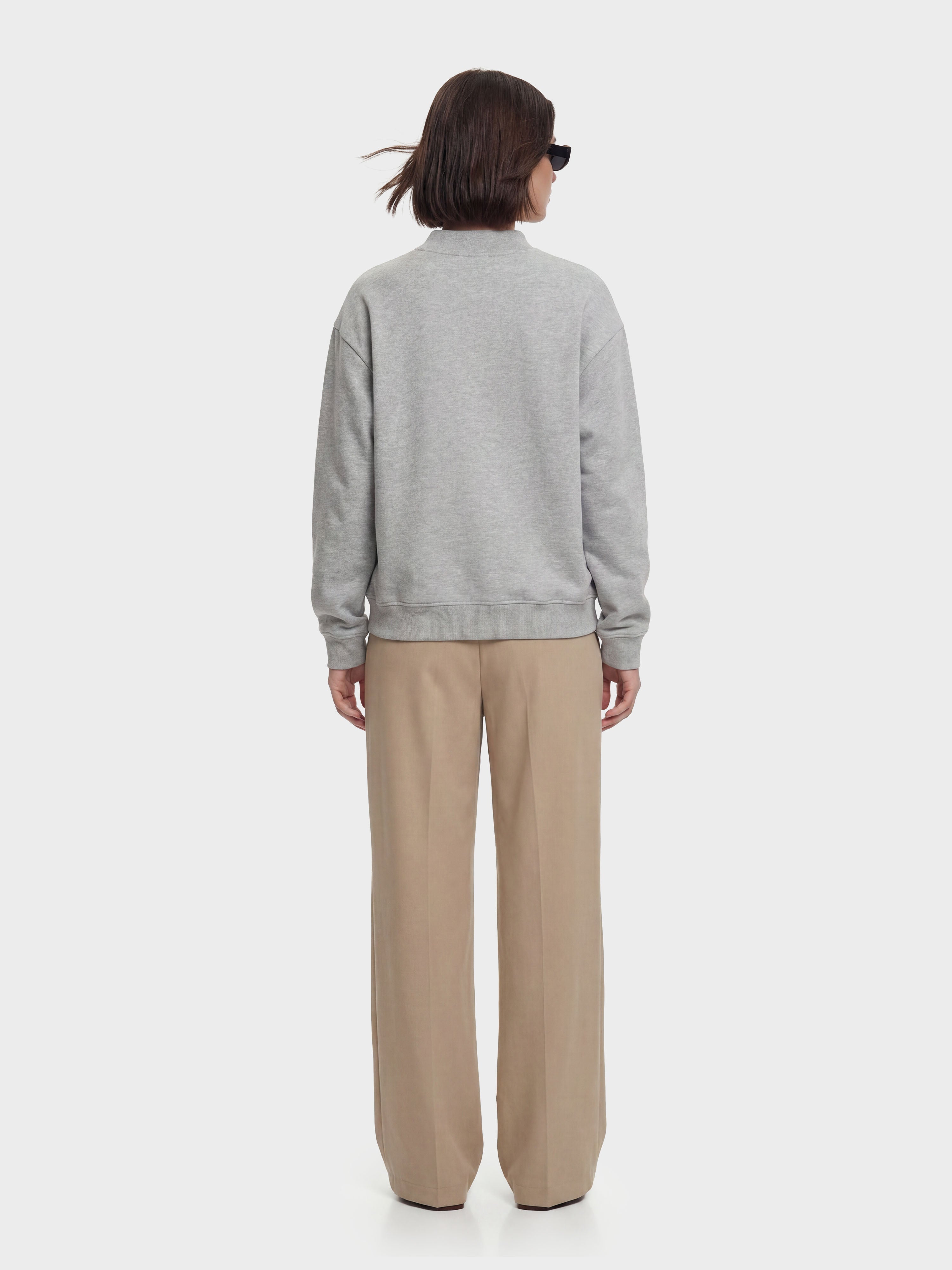 Fleece Mid-Neck Sweatshirt - Sable and White Italian Greyhound