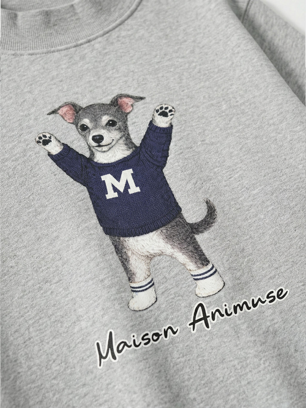 Fleece Mid-Neck Sweatshirt - Blue and White Italian Greyhound