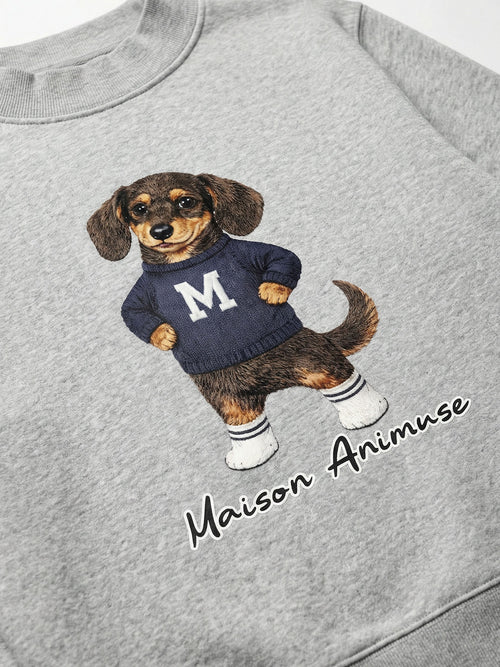 Fleece Mid-Neck Sweatshirt - Dachshund