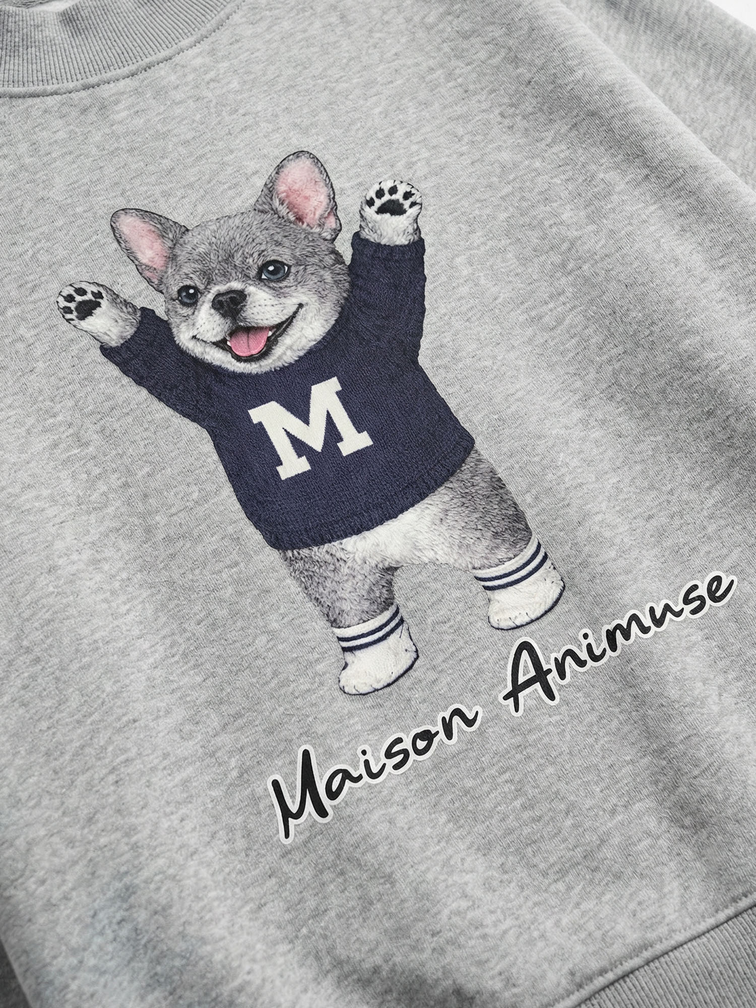 Fleece Mid-Neck Sweatshirt - Blue French Bulldog
