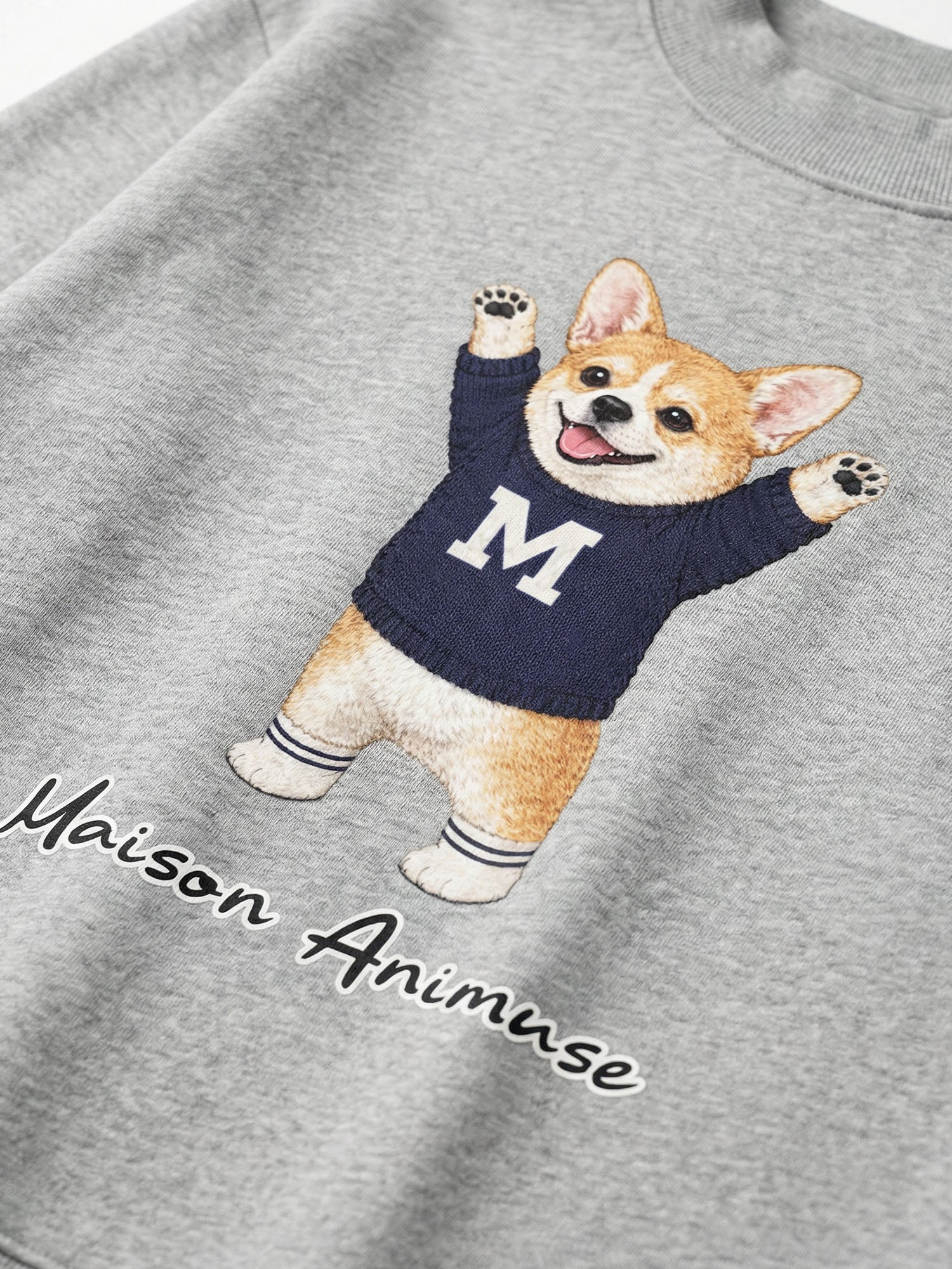 Fleece Mid-Neck Sweatshirt - Welsh Corgi