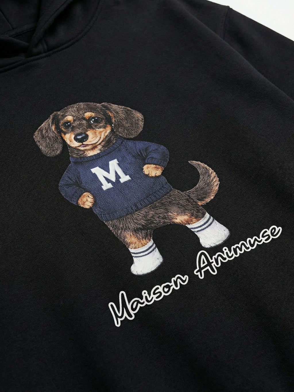 Unisex Fleeced Boxy Fit Hoodie - Dachshund