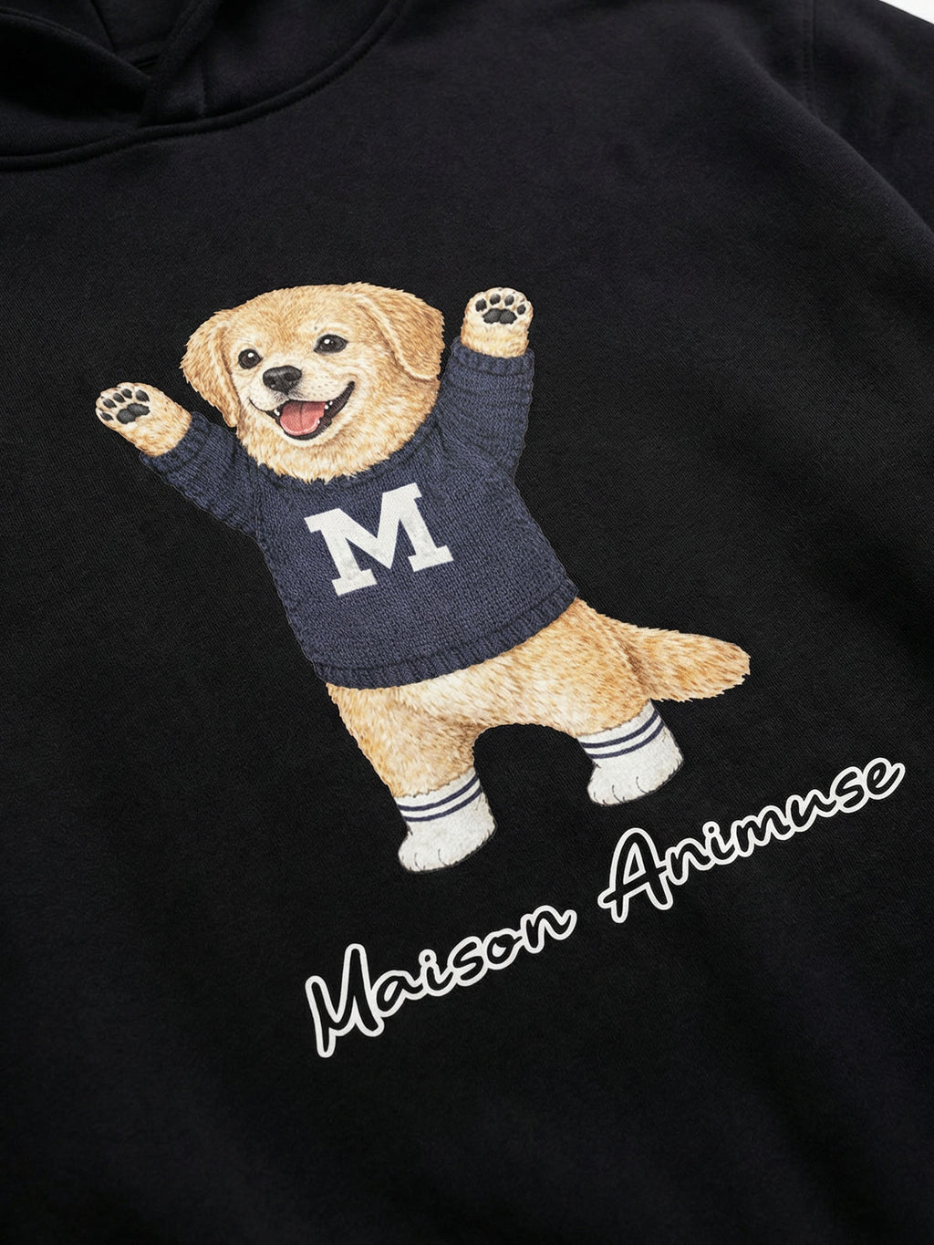 Unisex Fleeced Boxy Fit Hoodie - Golden Retriever