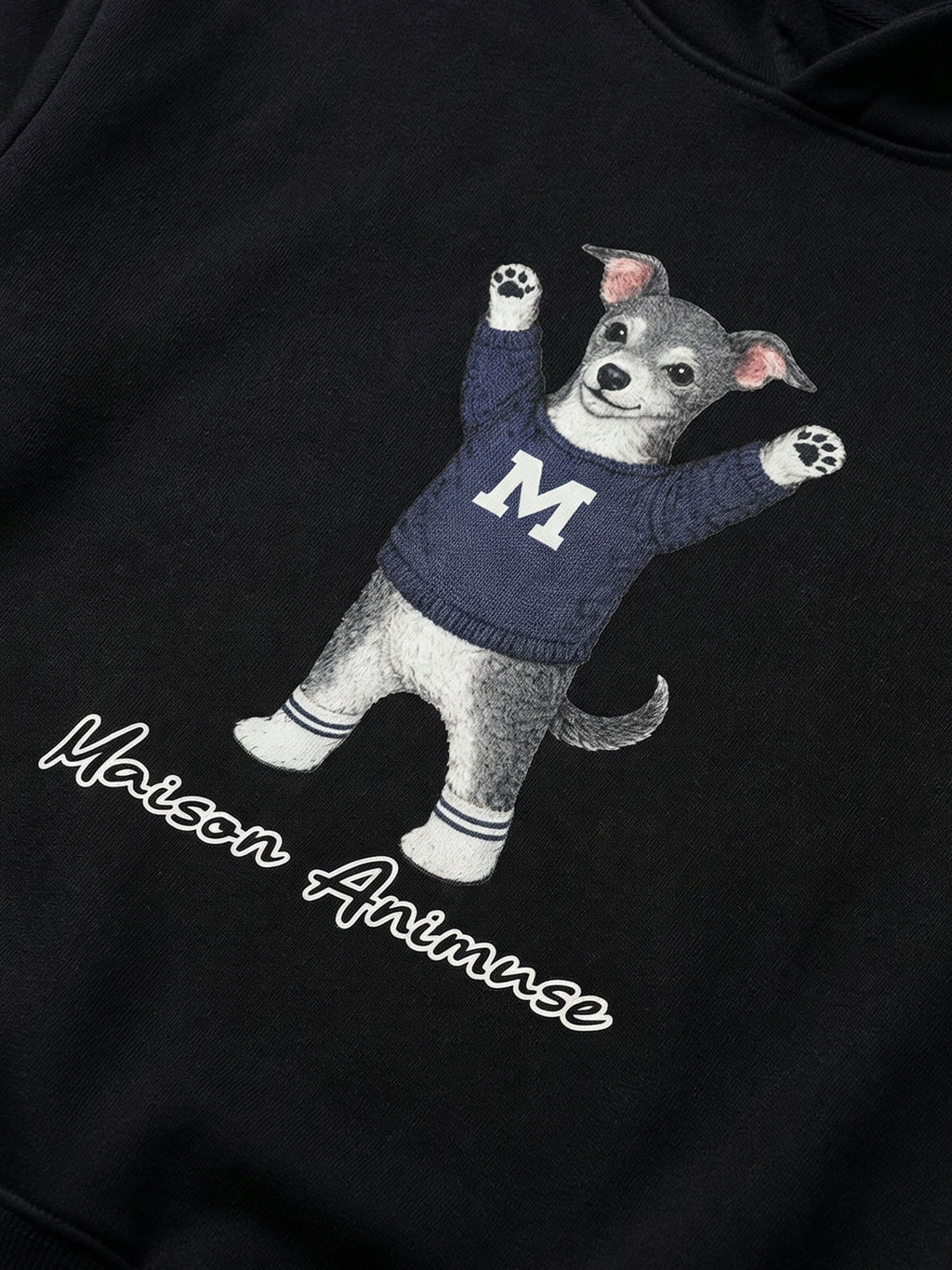 Unisex Fleeced Boxy Fit Hoodie - Italian Greyhound - Blue and White