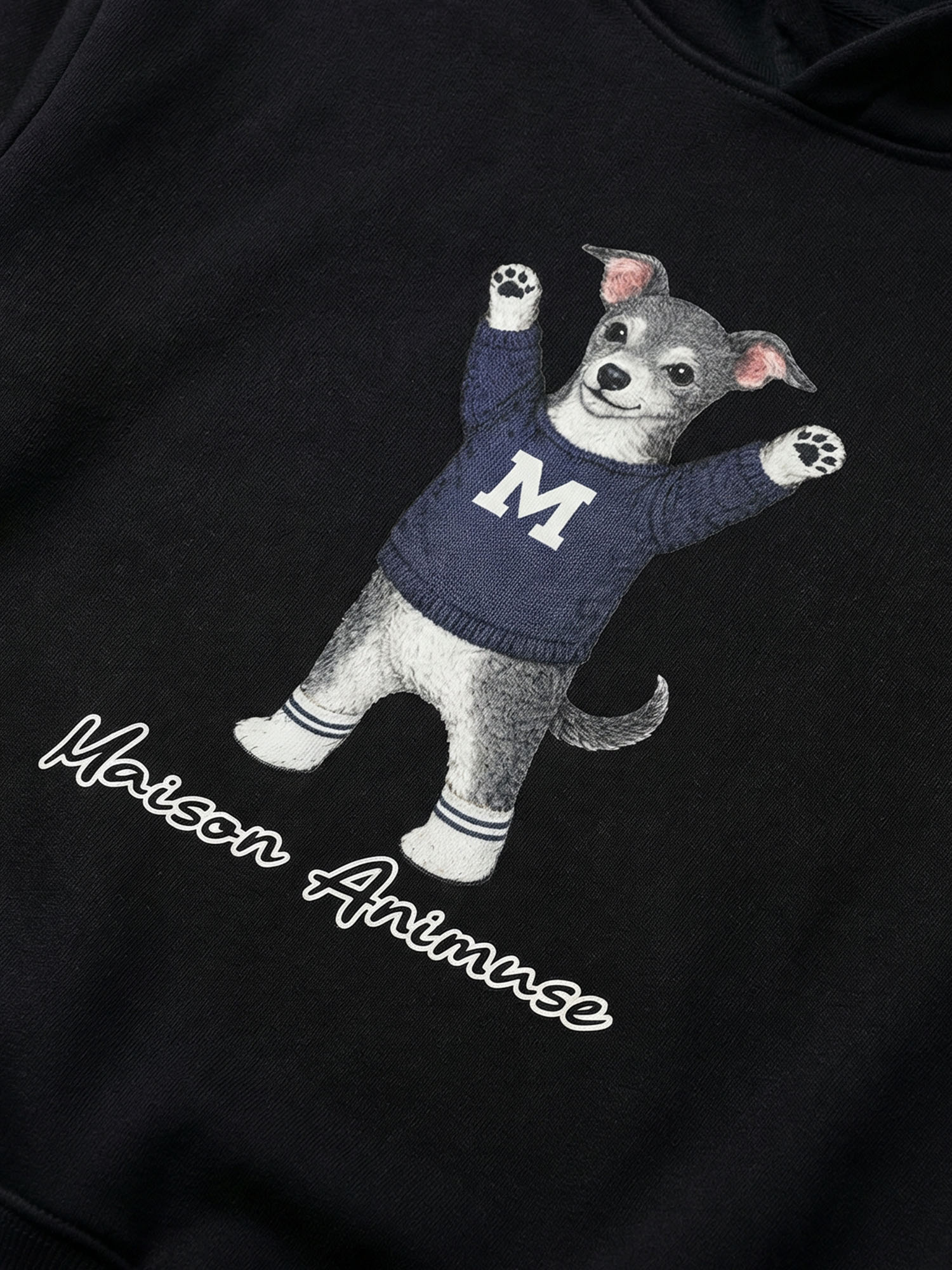 Unisex Fleeced Boxy Fit Hoodie - Italian Greyhound - Blue and White