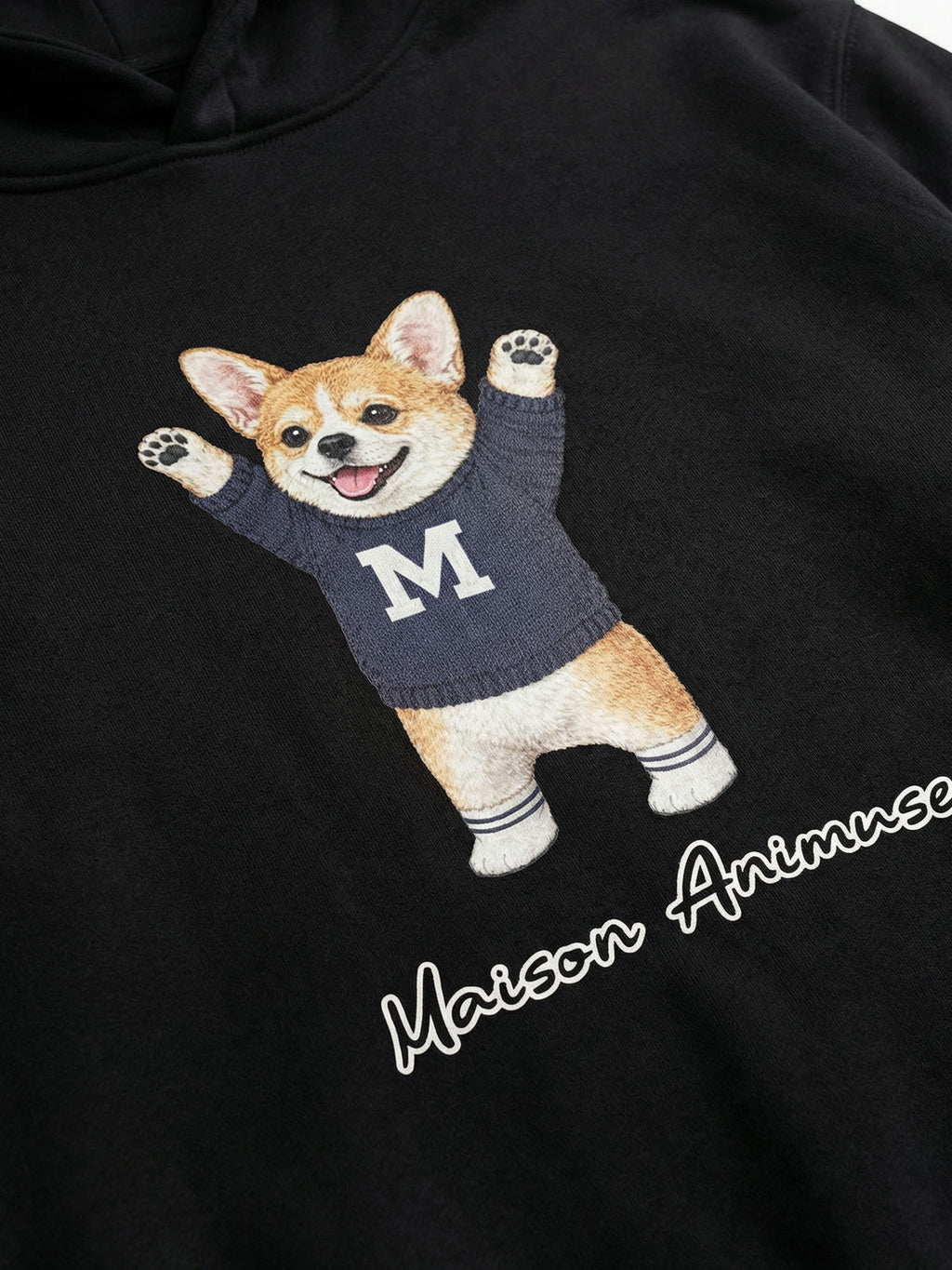 Unisex Fleeced Boxy Fit Hoodie - Corgi