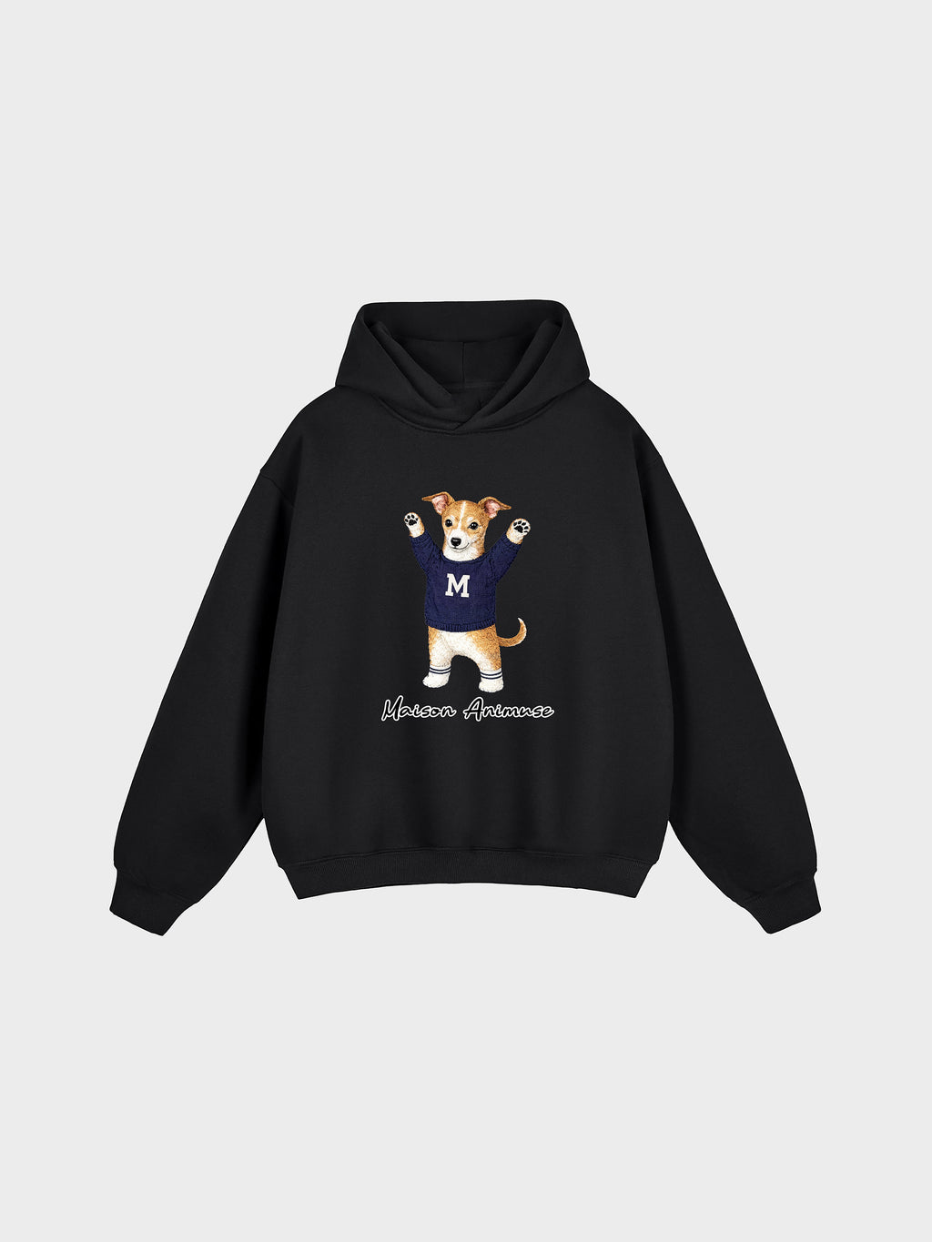 Unisex Fleeced Boxy Fit Hoodie - Italian Greyhound - Sable and White