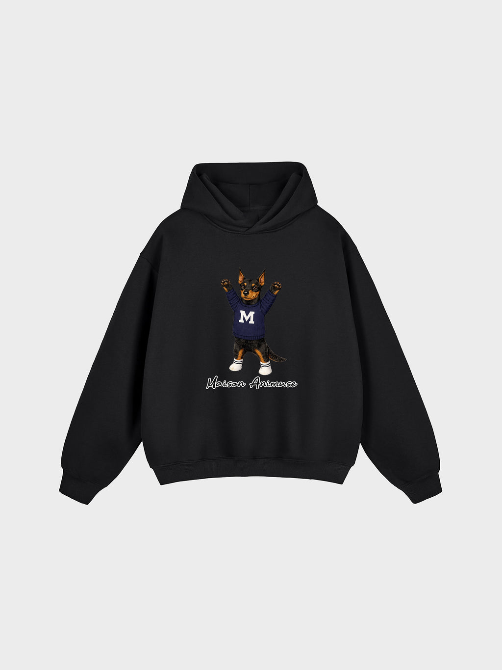 Unisex Fleeced Boxy Fit Hoodie - Doberman Pinscher