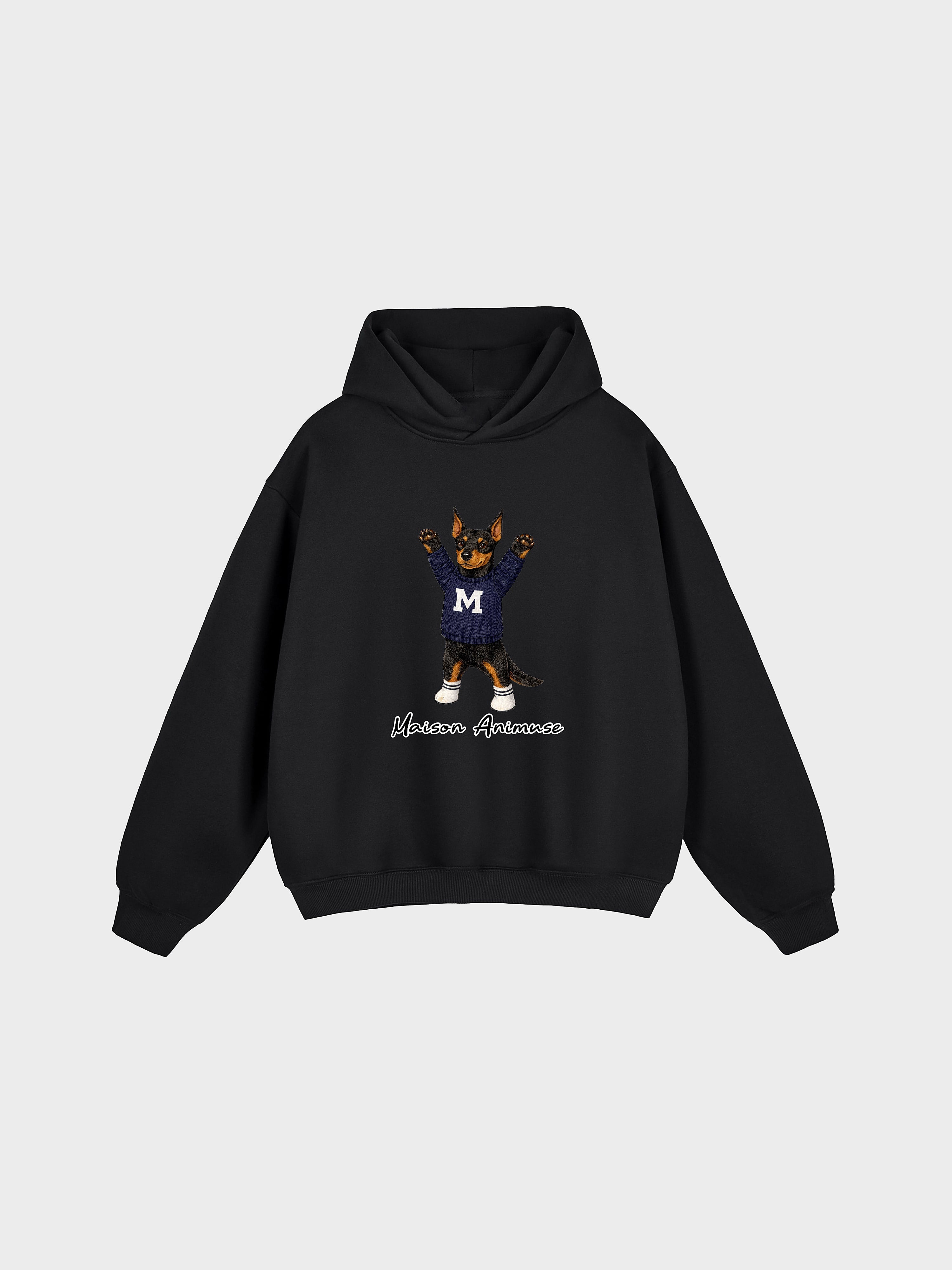 Unisex Fleeced Boxy Fit Hoodie - Doberman Pinscher