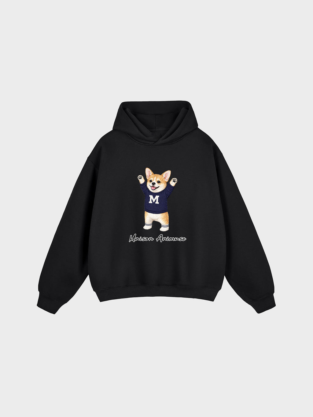 Unisex Fleeced Boxy Fit Hoodie - Corgi