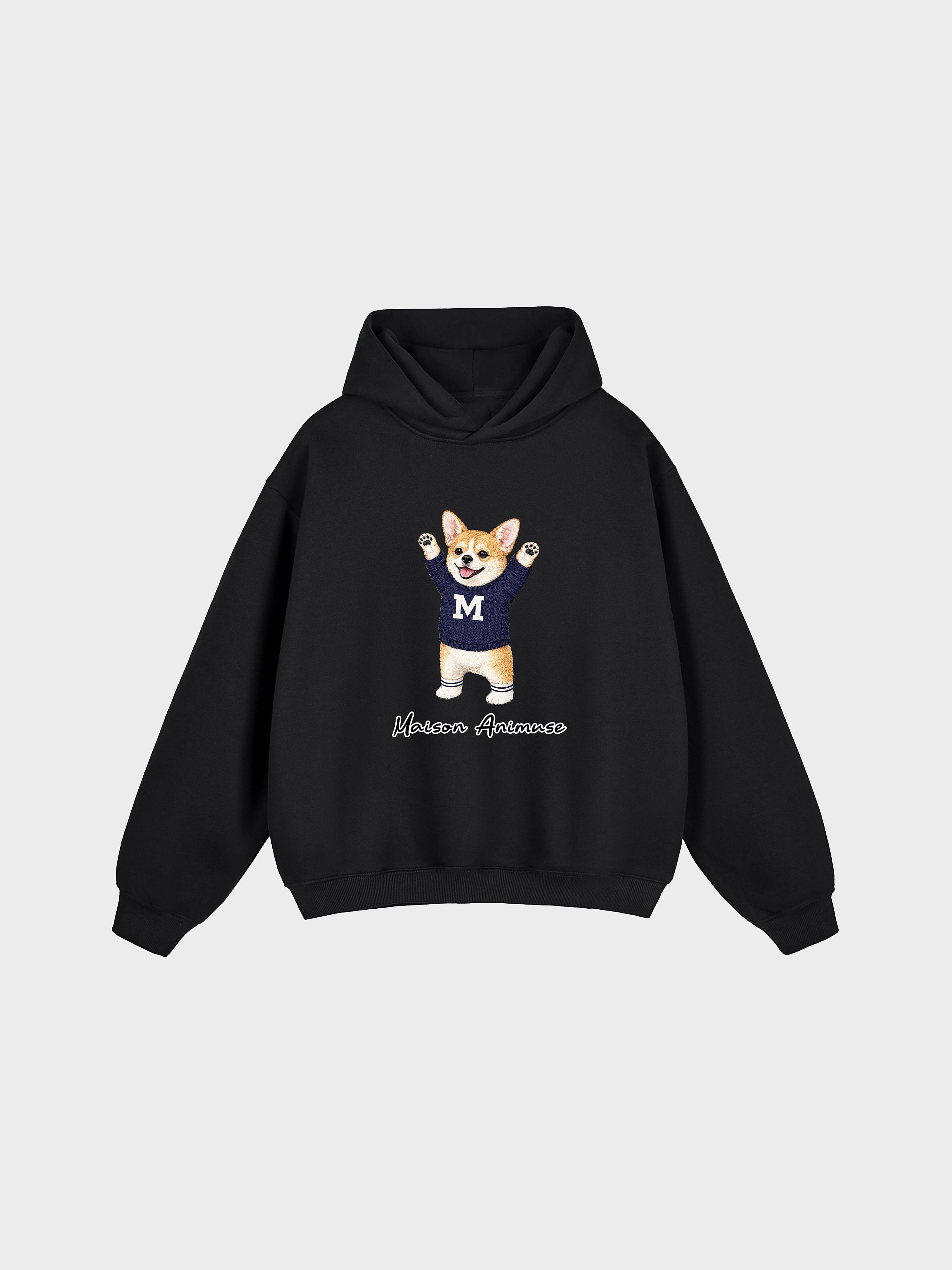 Unisex Fleeced Boxy Fit Hoodie - Corgi