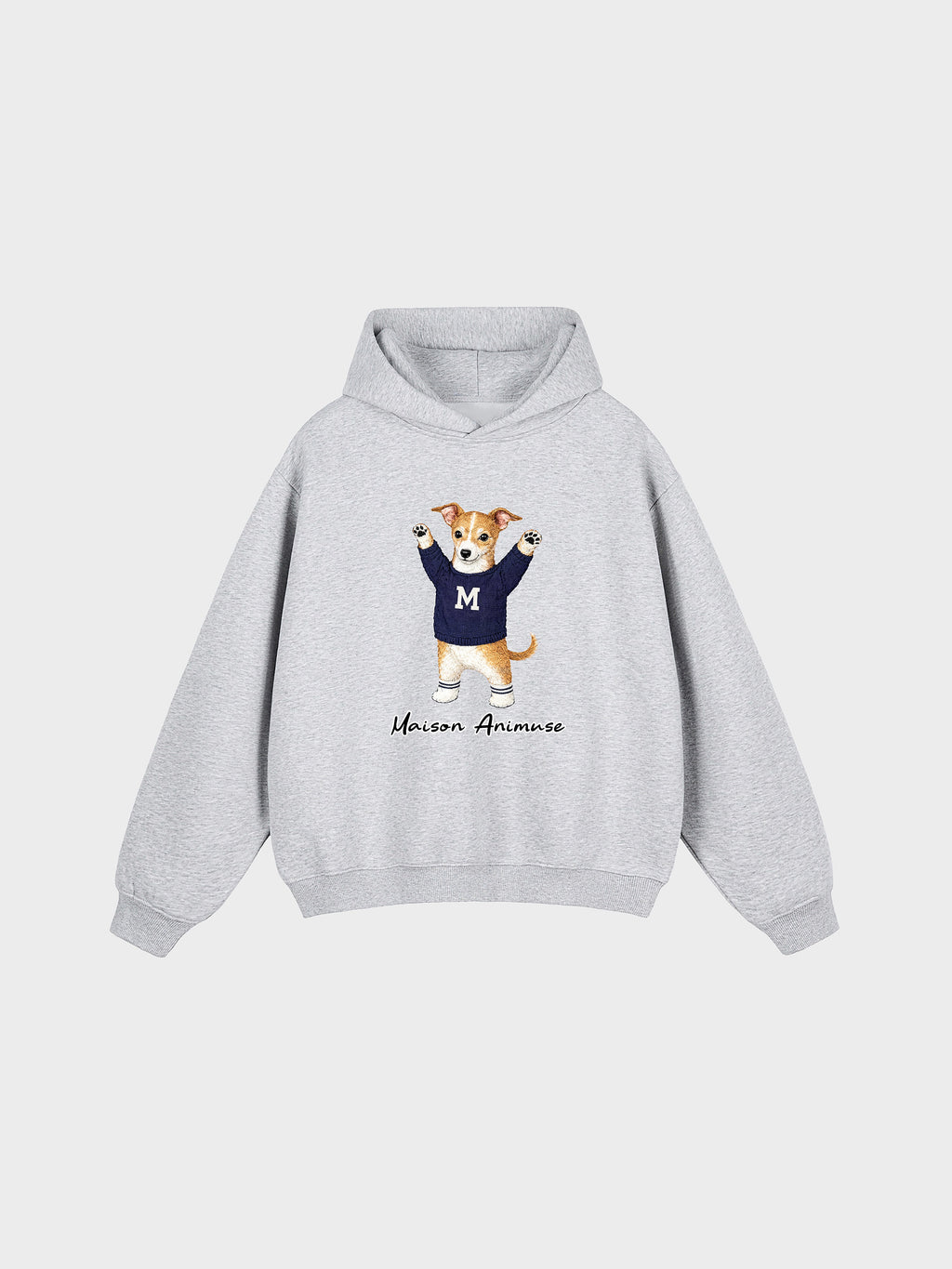 Unisex Fleeced Boxy Fit Hoodie - Italian Greyhound - Sable and White