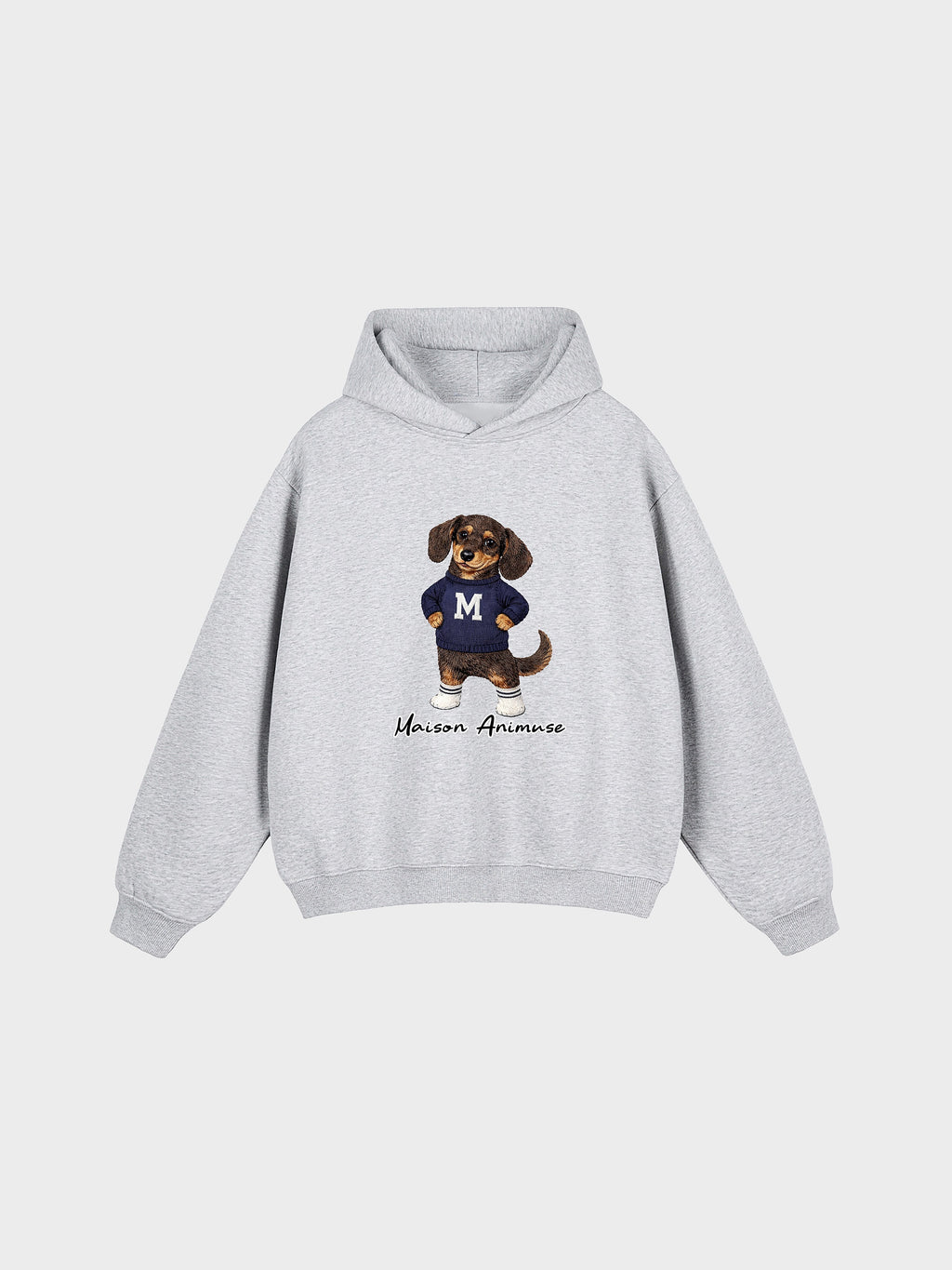 Unisex Fleeced Boxy Fit Hoodie - Dachshund