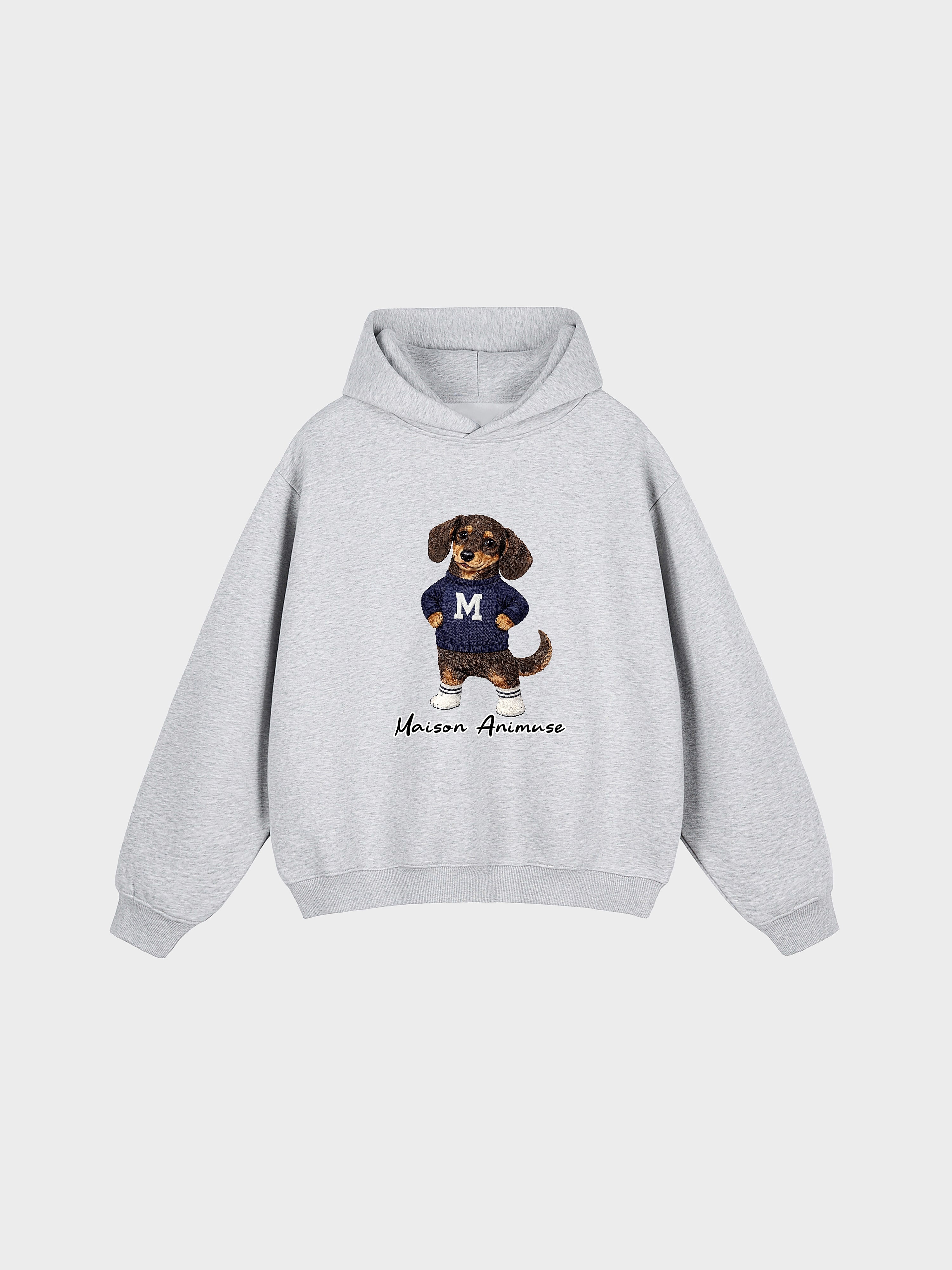 Unisex Fleeced Boxy Fit Hoodie - Dachshund