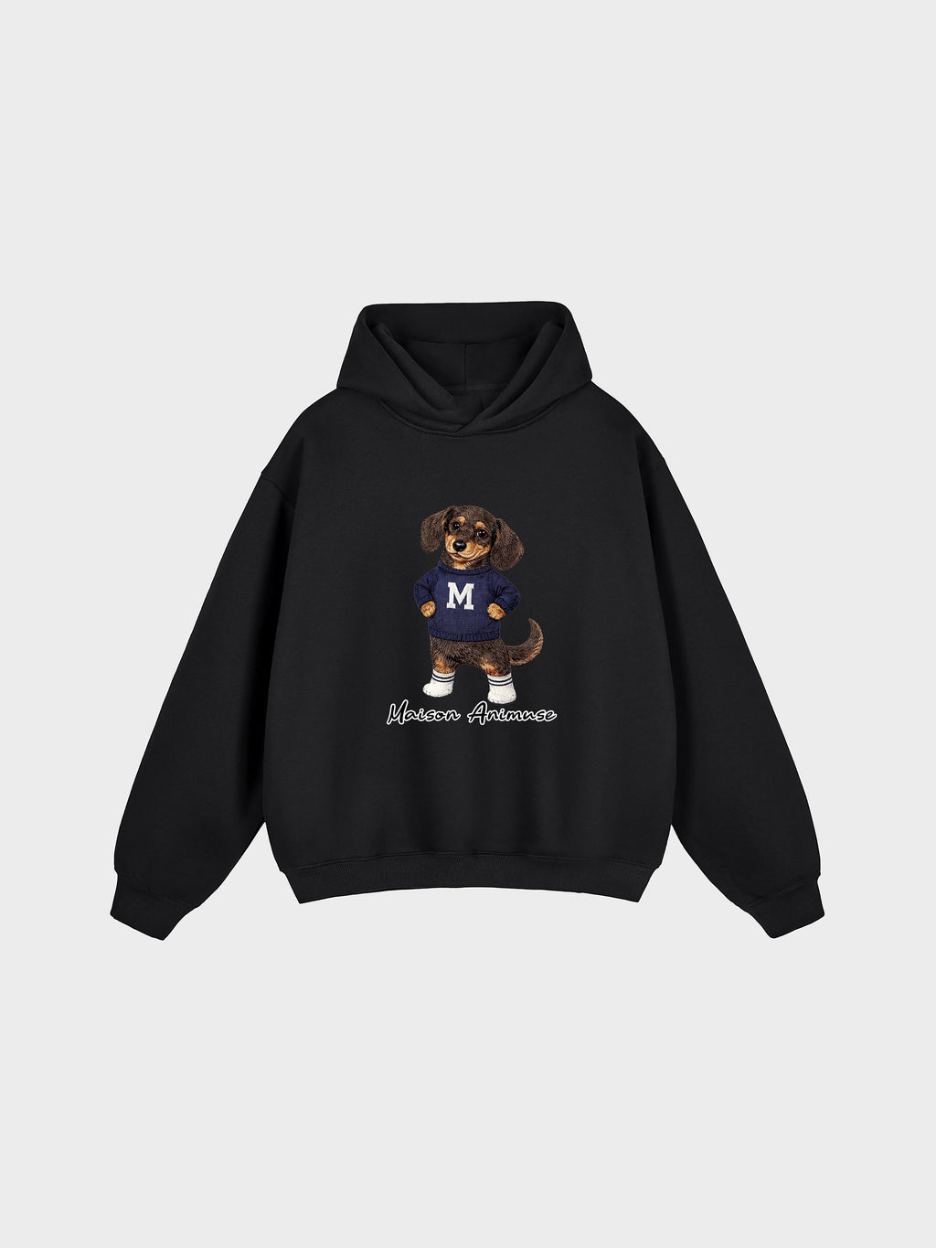 Unisex Fleeced Boxy Fit Hoodie - Dachshund