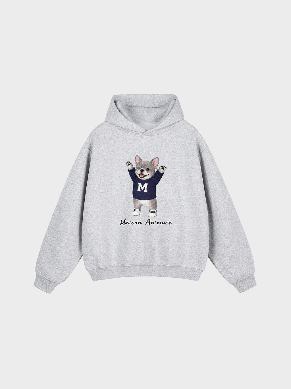 Unisex Fleeced Boxy Fit Hoodie - Blue French Bulldog